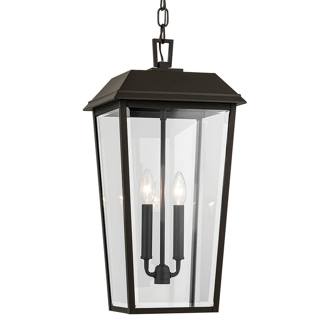 The Mathus 22" 2 Light Outdoor Pendant with Clear Glass in Olde Bronze on a white background