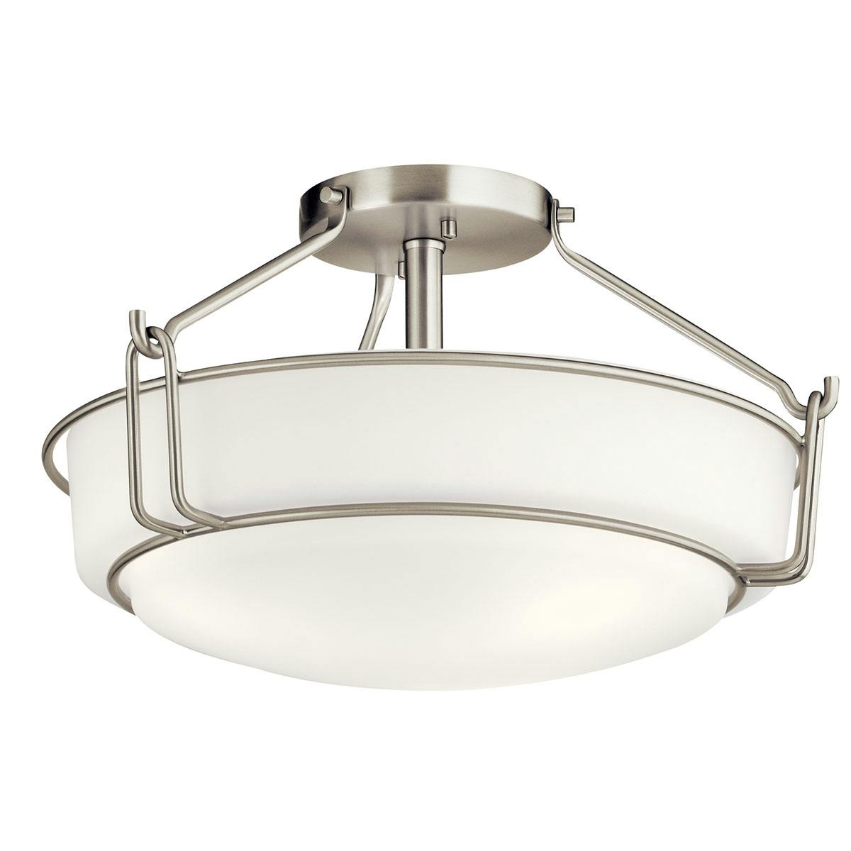 Alkire Semi Flush in Brushed Nickel on a white background