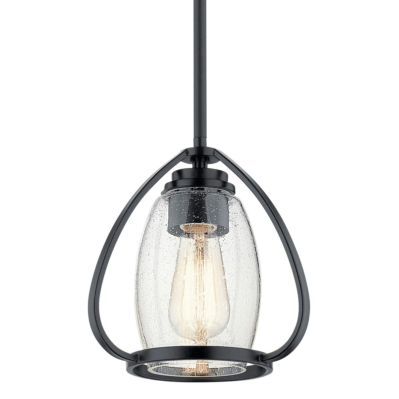 Tuscany 8.75" 1 Light Mini Pendant Black without the canopy on a white background