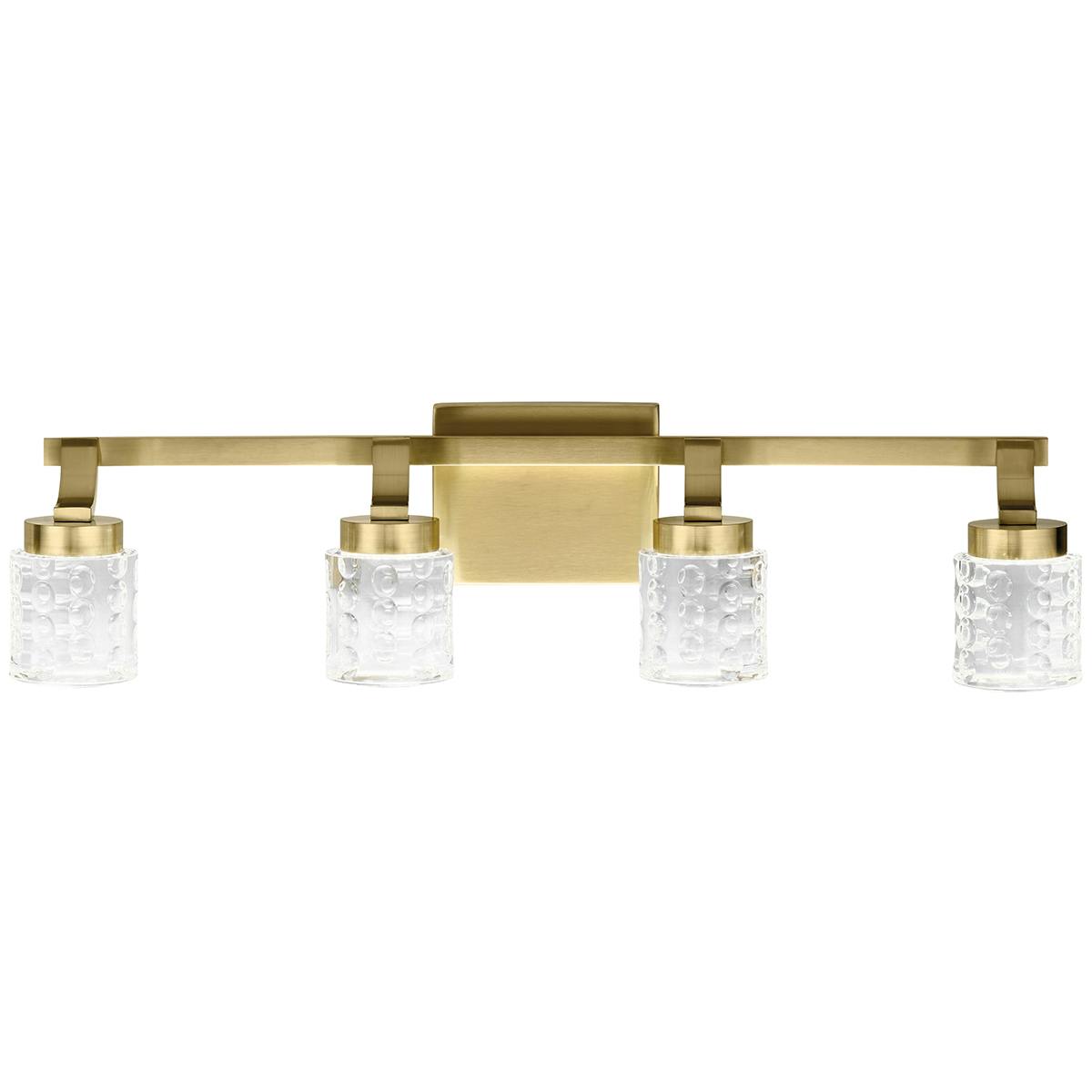 The Rene 3000K LED 3 Light Bath Light in Gold facing down on a white background