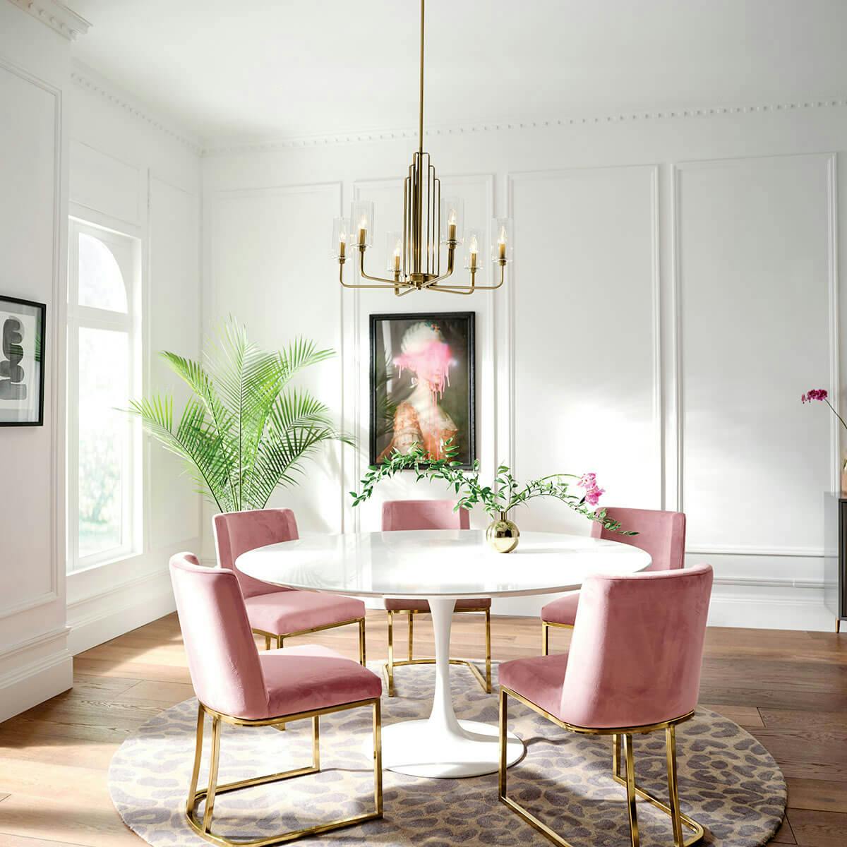 Day time dining room image featuring Kimrose chandelier 52411BNB