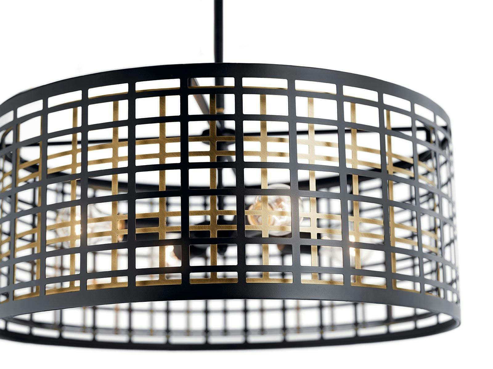 Close up view of the Aldergate™ 4 Light Chandelier Black on a white background