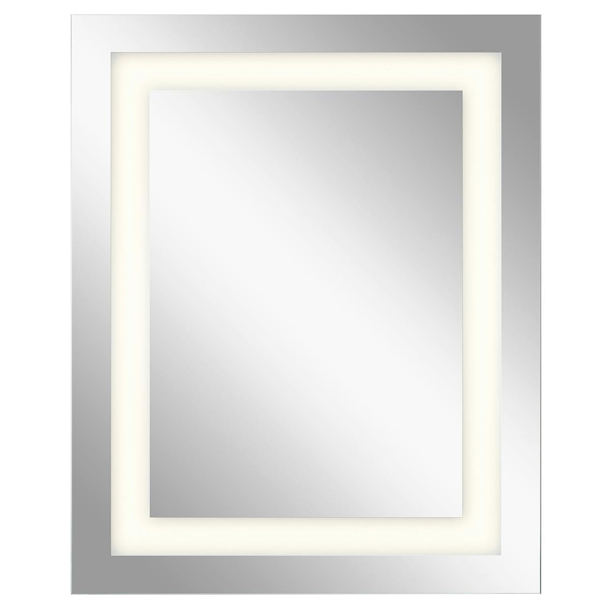 40" x 32" Rectangular LED Backlit Mirror hung vertically on a white background