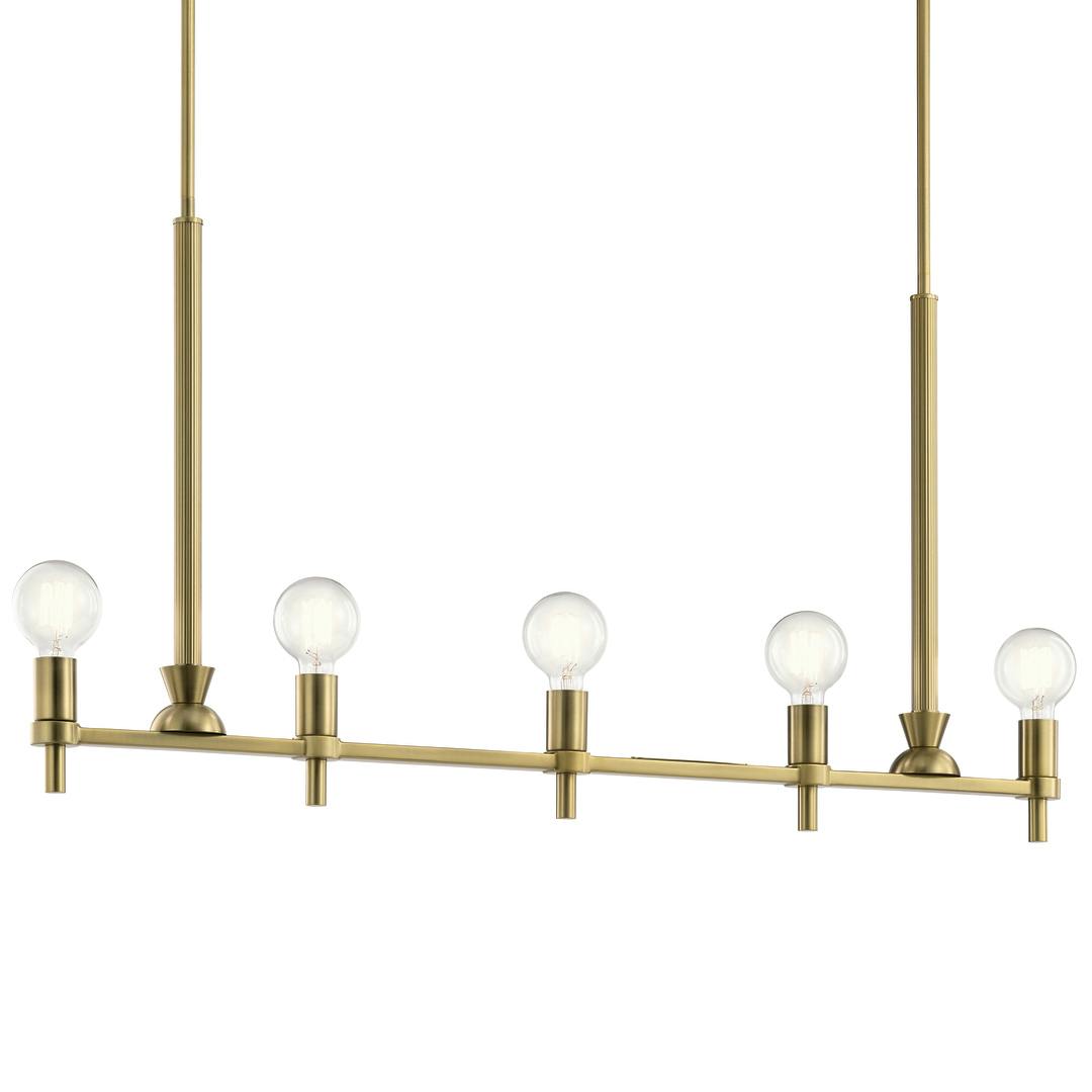 The Torvee 42"  Linear Chandelier Brass on a white background