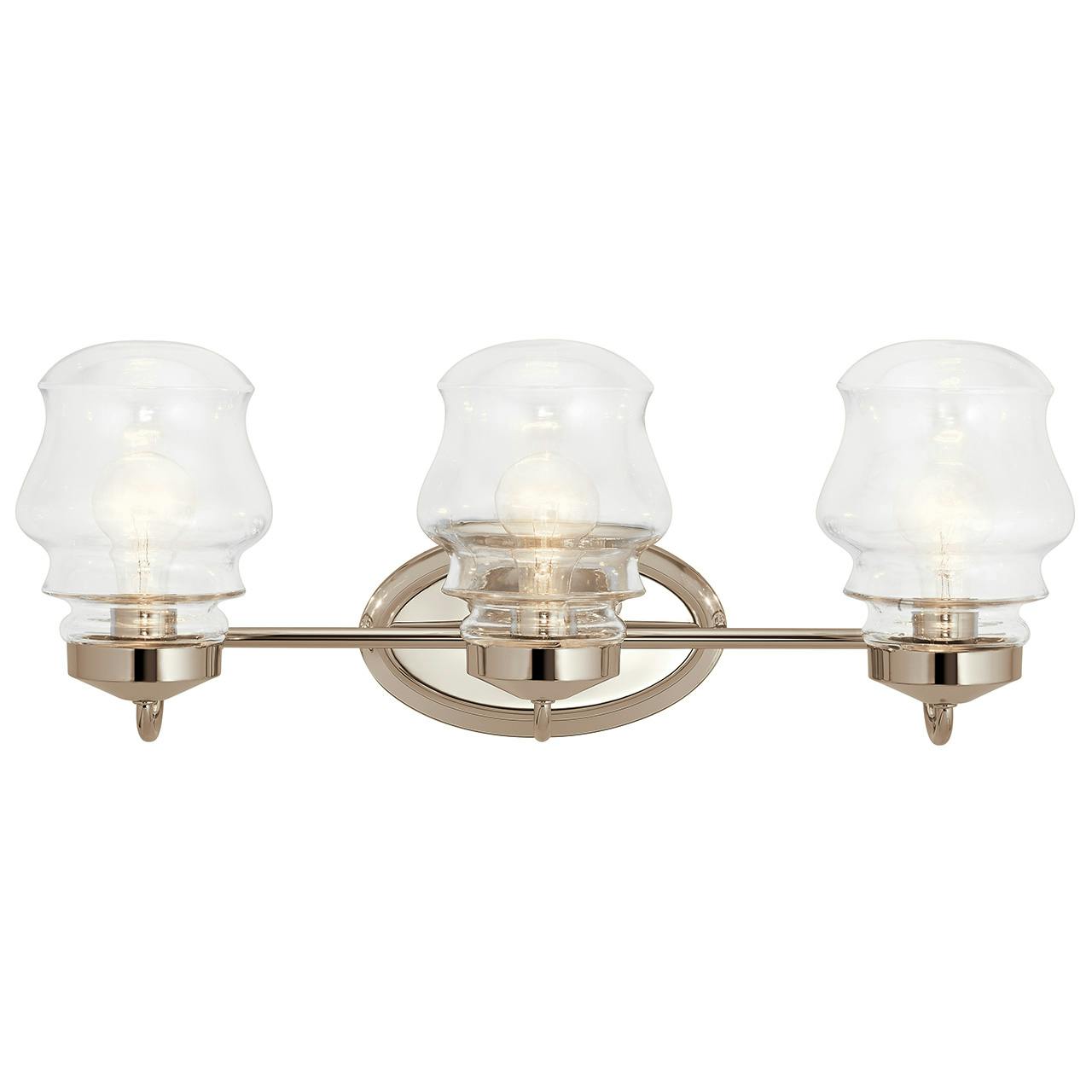 The Janiel 3 Light Vanity Light Nickel facing up on a white background