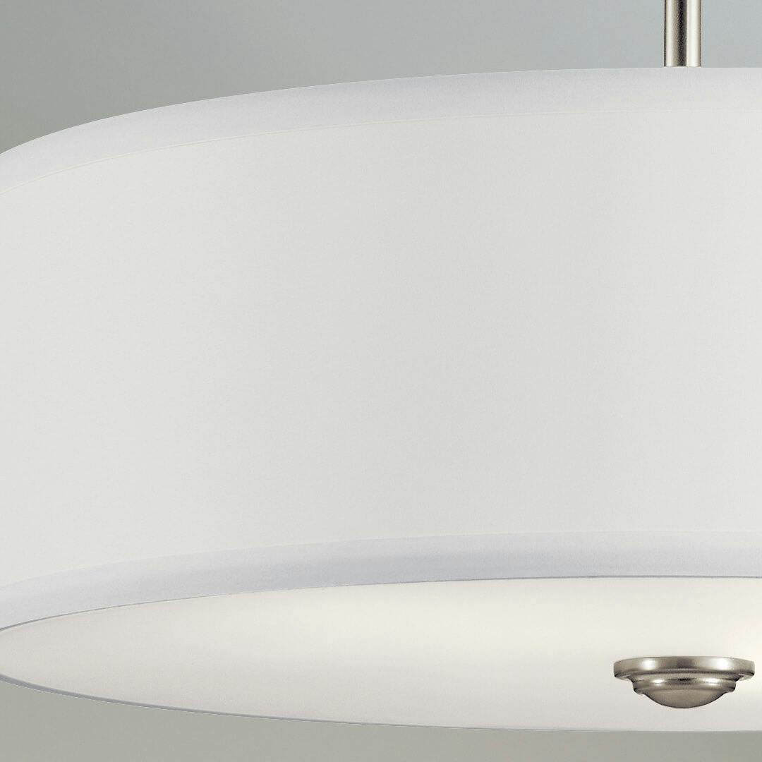 Close up view of the Shailene 18"  Round Semi Flush Nickel on a white background