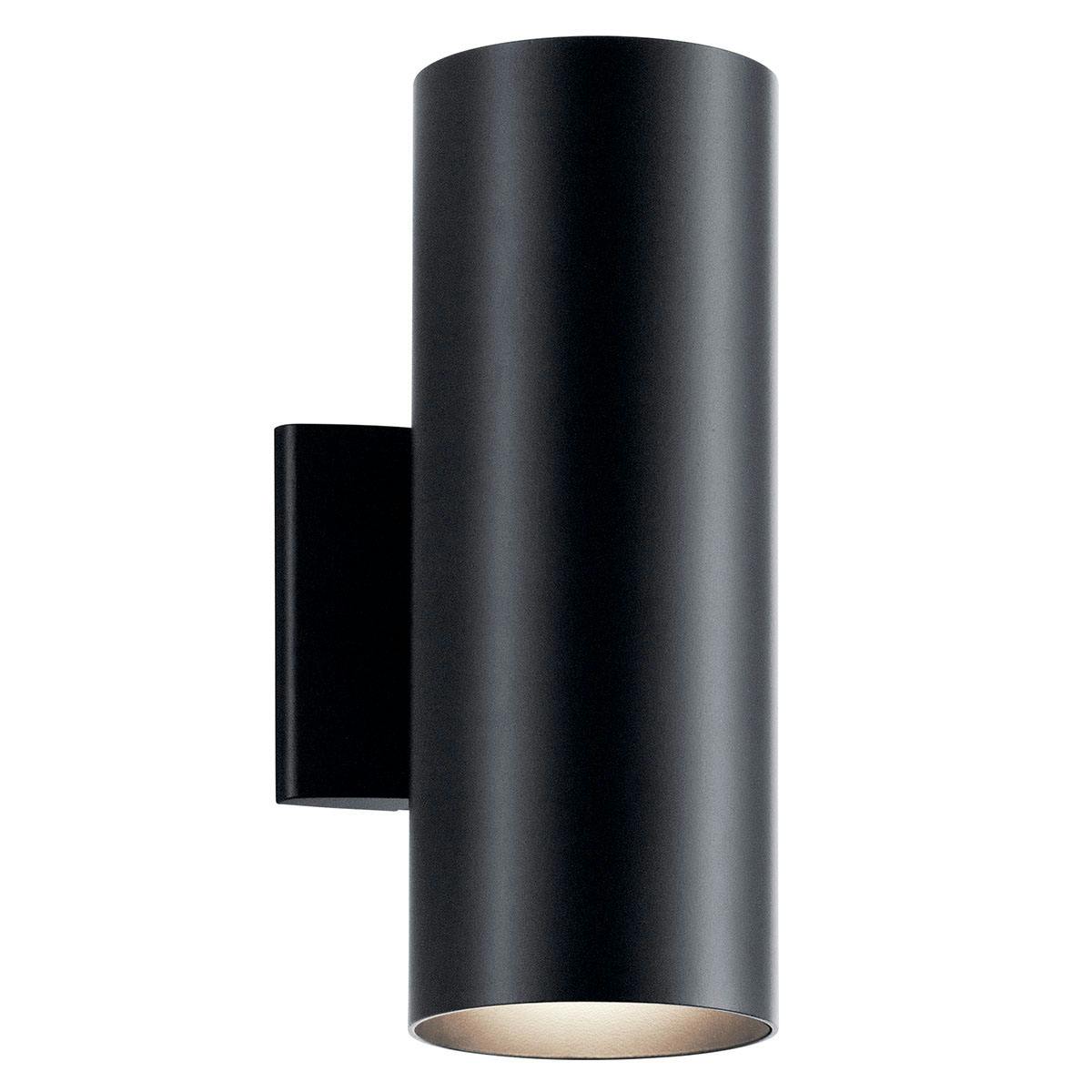Cylinder 12" Wall Light in Black on a white background