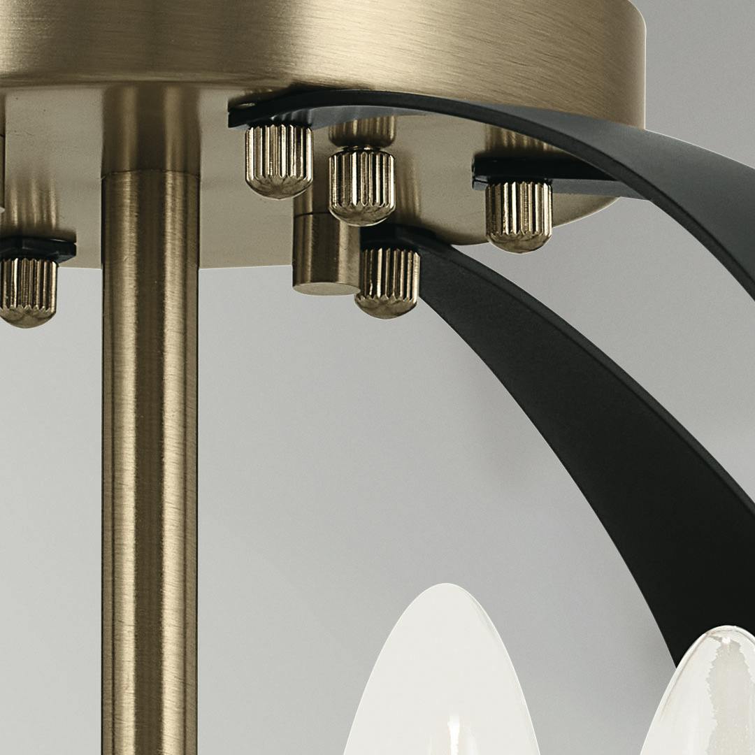 Close up the Cecil 17.75 Inch 4 Light Oval Flush Mount in Champagne Bronze and Black