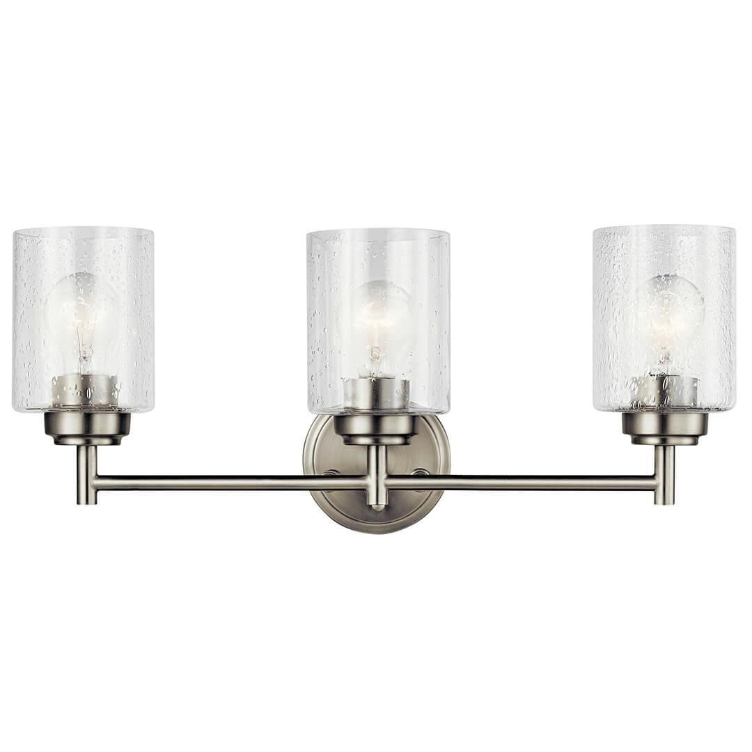 Winslow 3 Light Vanity Light in Nickel on a white background