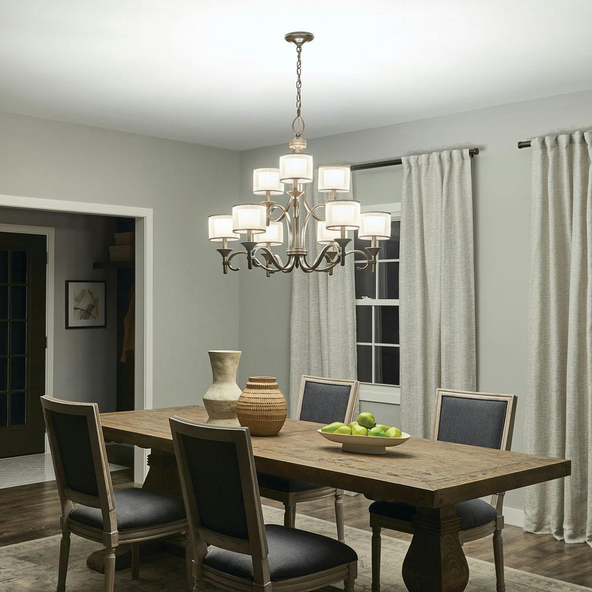 Night time dining room image featuring Lacey chandelier 42382MIZ