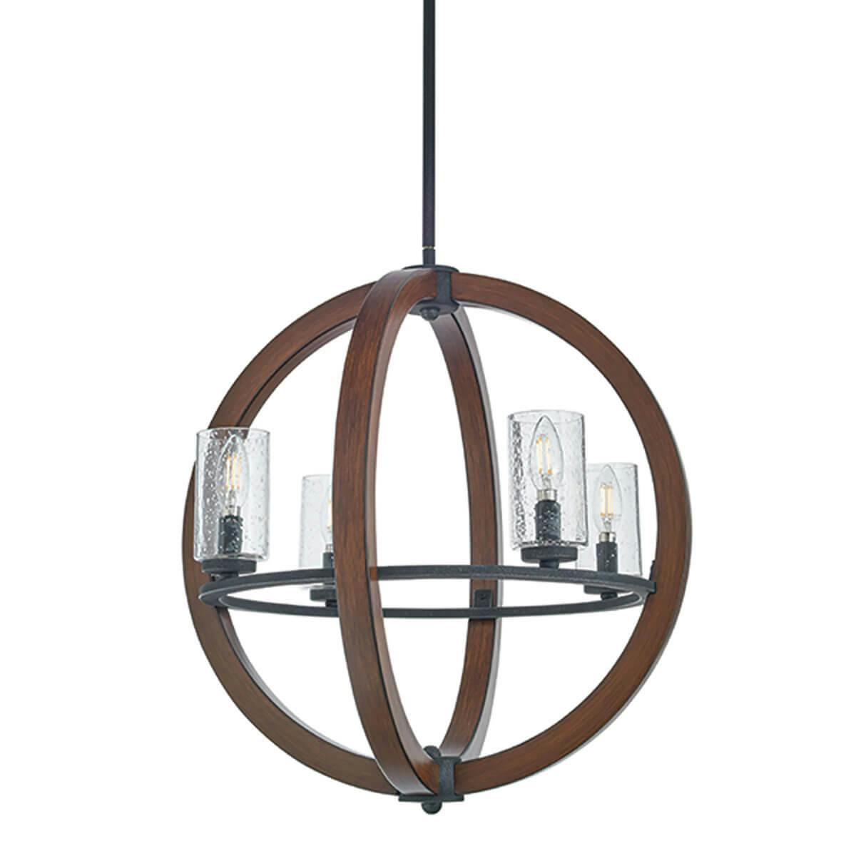 Grand Bank 21.5" Chandelier Auburn Stain without the canopy on a white background