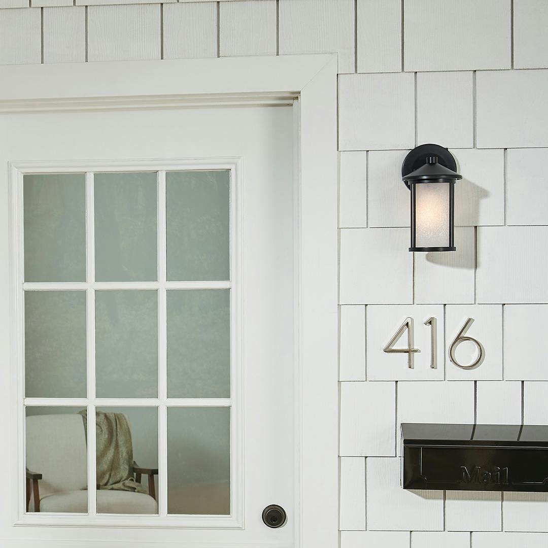 Day time Exterior with Lombard 10.5" 1 Light Wall Light Black