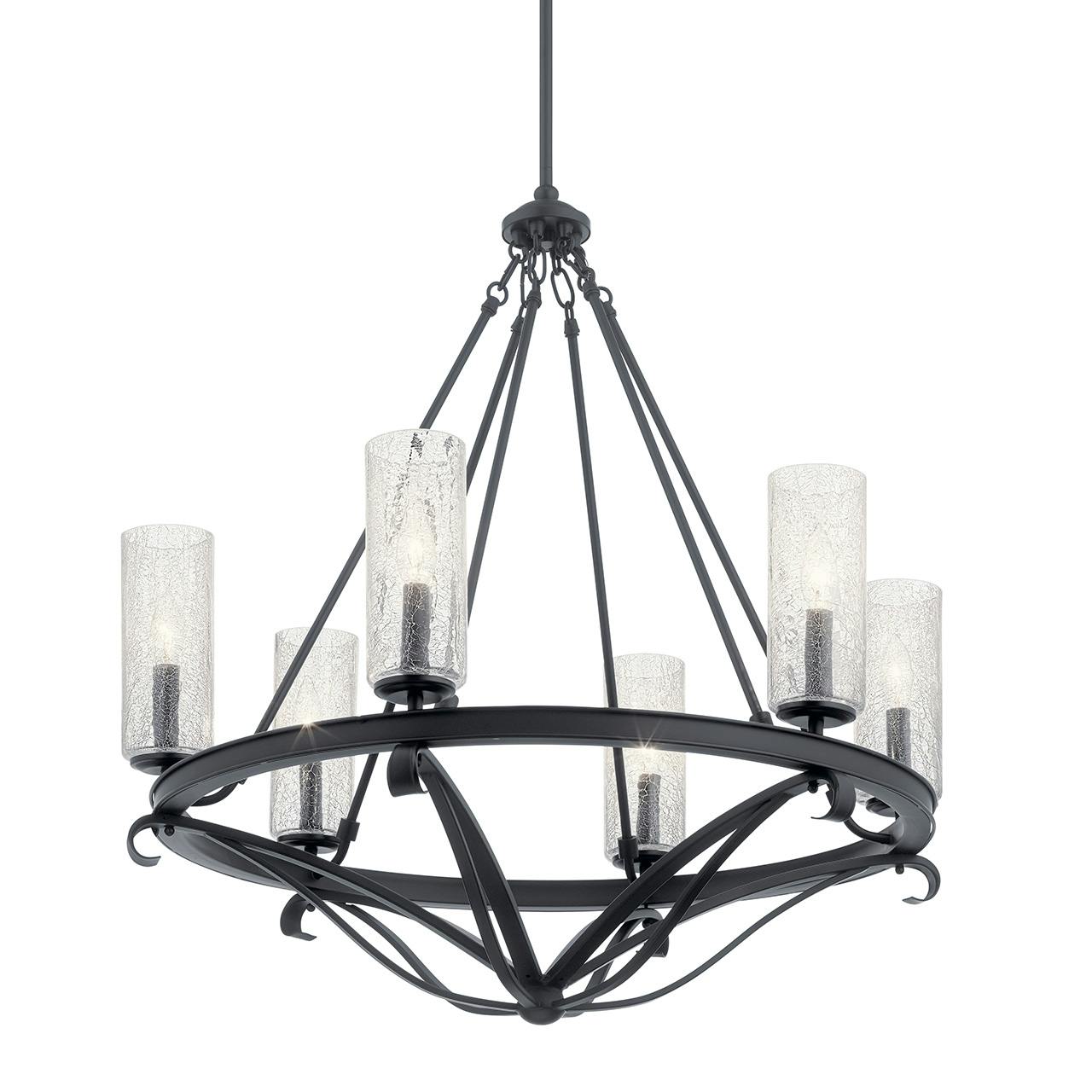 Krysia™ 6 Light Chandelier Black without the canopy on a white background