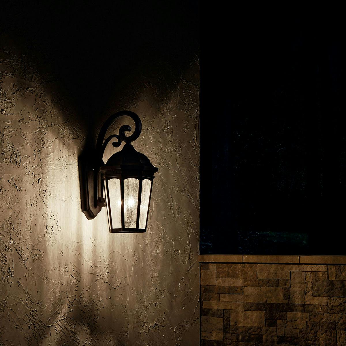 Night time Exterior image featuring Courtyard outdoor wall light 9035BKT