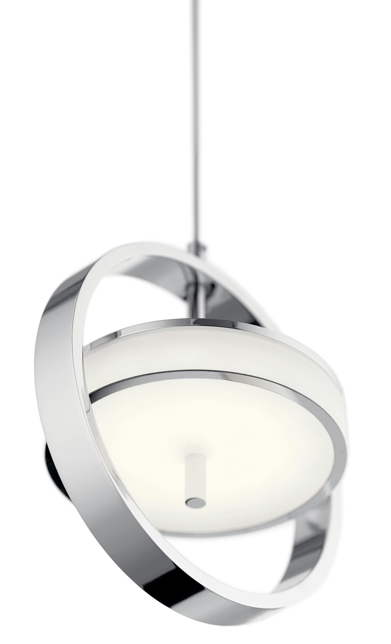 Close up view of the Baylin™ 1 Light LED Mini Pendant Chrome on a white background