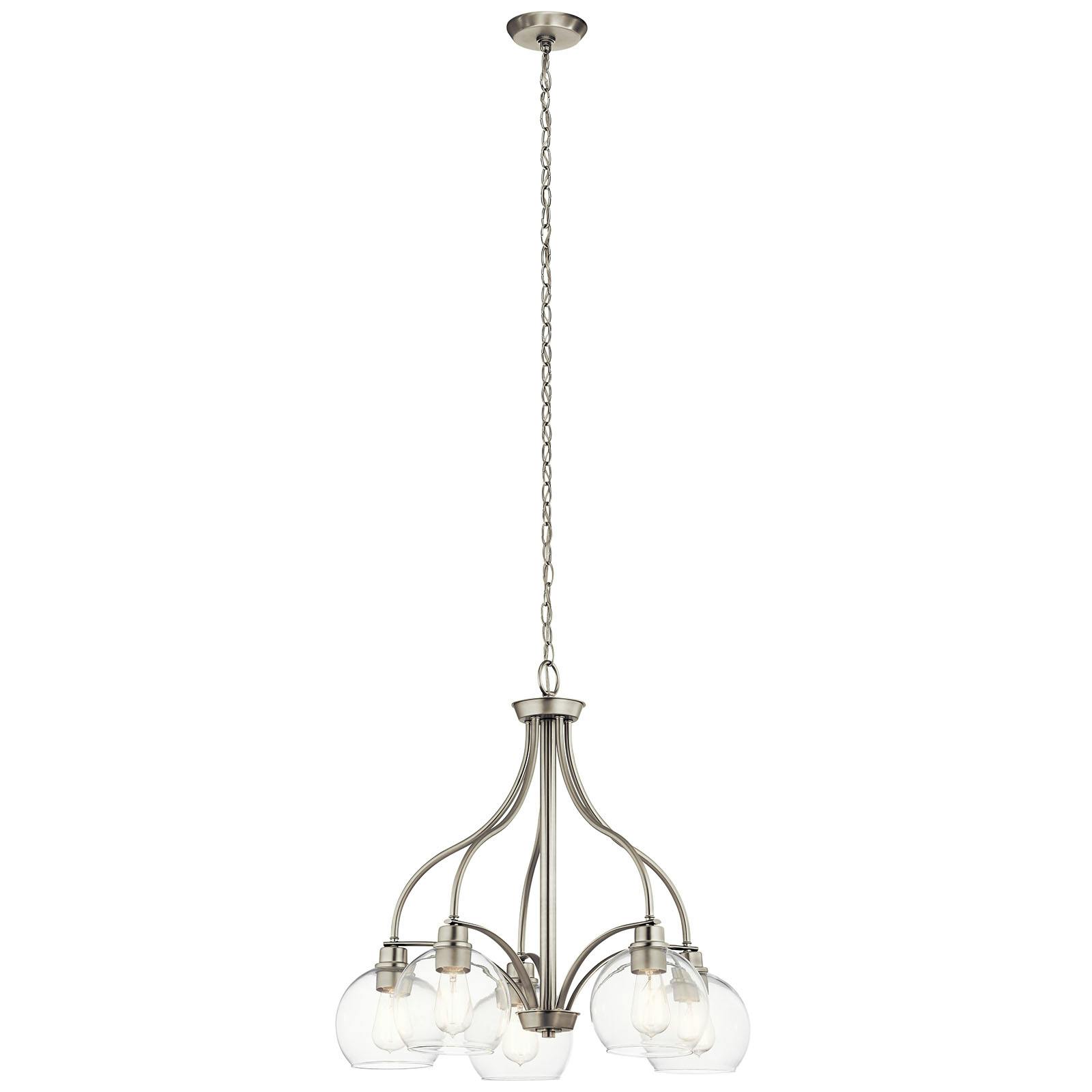 Harmony 5 Light Chandelier Brushed Nickel on a white background