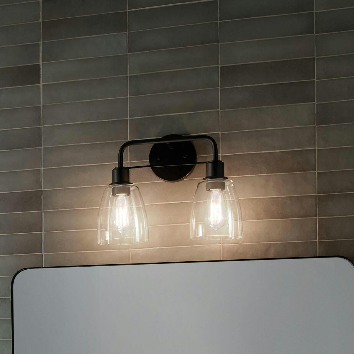 Day time Bathroom featuring Meller vanity light 55101BK