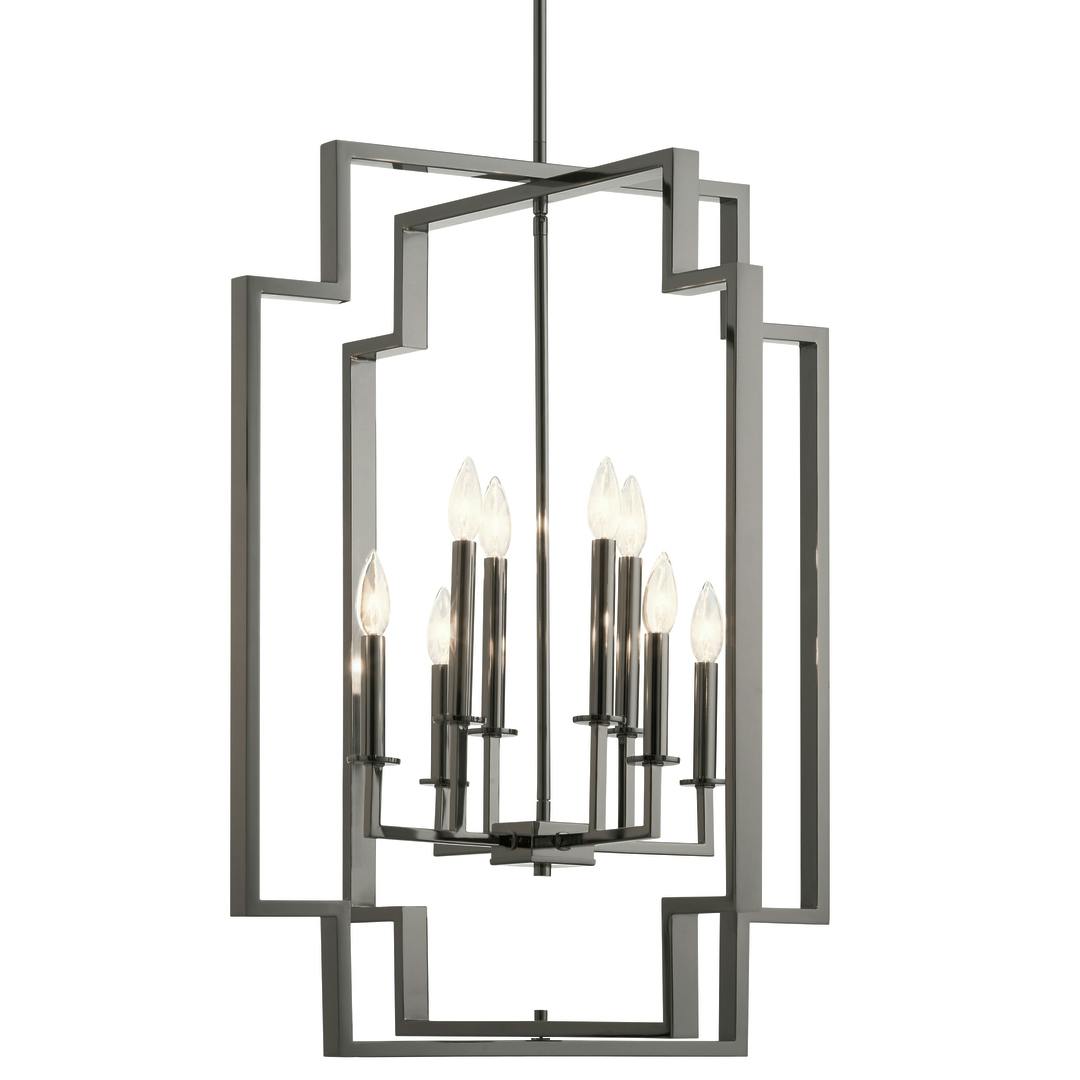 Downtown Deco 32" Foyer Chandelier Chrome on a white background