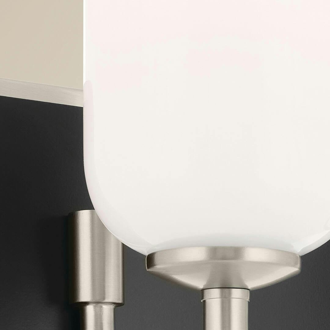 Close up of the Solia 14.25 Inch 2 Light Vanity with Opal Glass in Brushed Nickel with Black