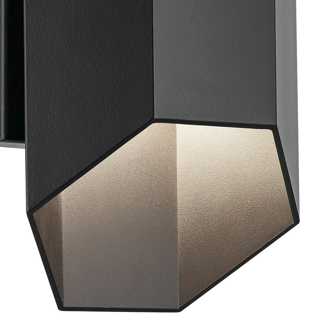Close up of the Estella 12" LED 1-Light Outdoor Wall Light in Black on a white background