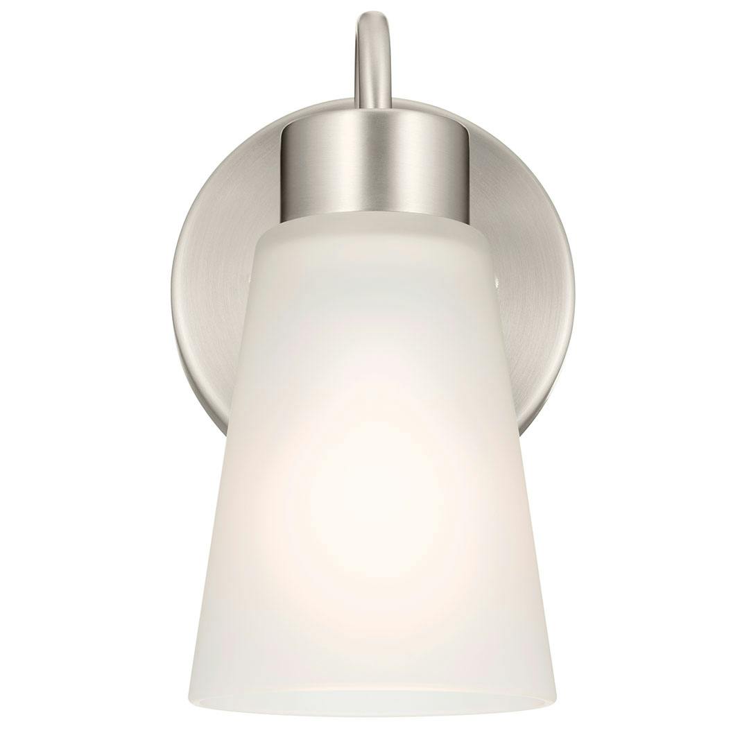 Front view of the Erma 4.25" 1 Light Wall Sconce Nickel on a white background