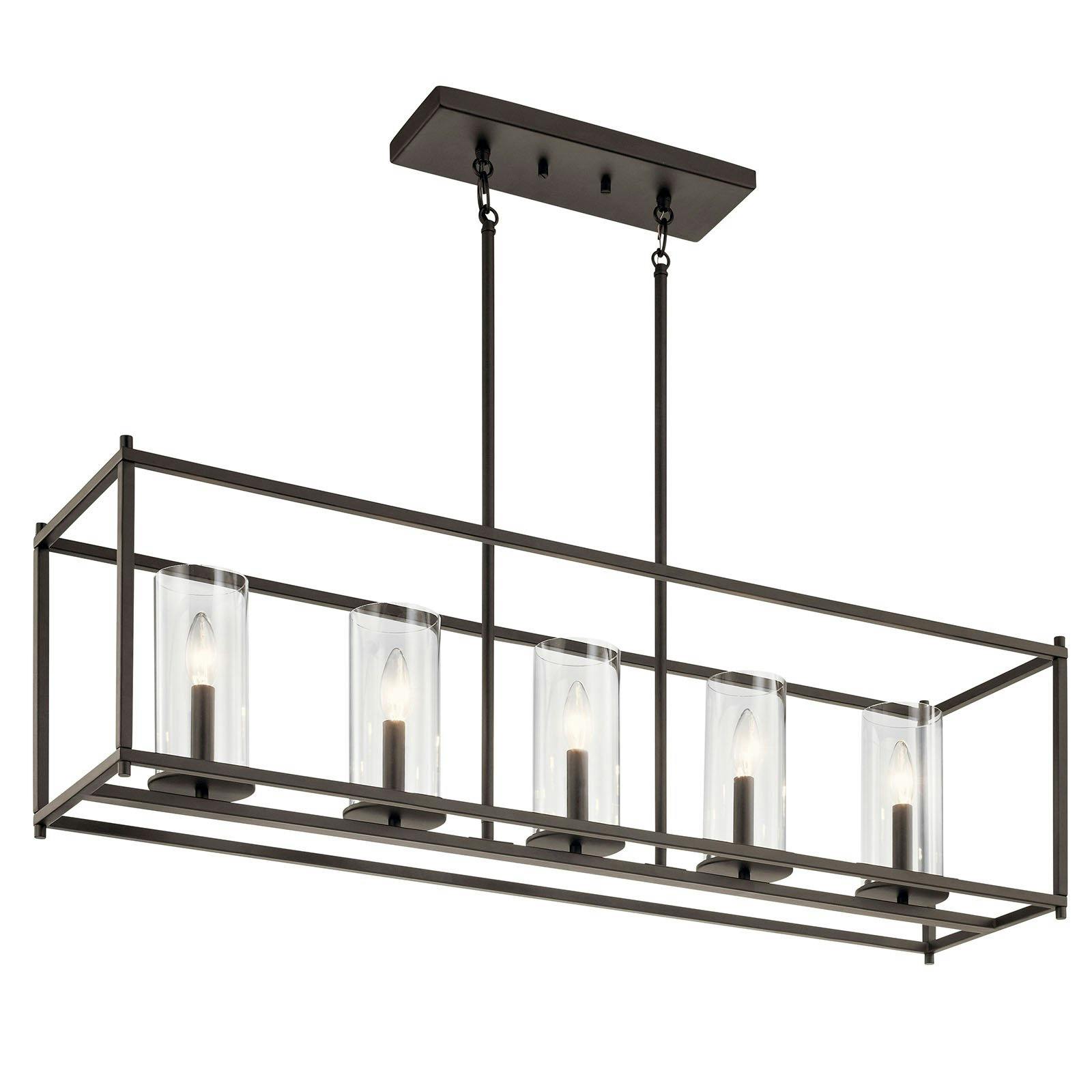 Crosby 14" Linear Chandelier Olde Bronze on a white background