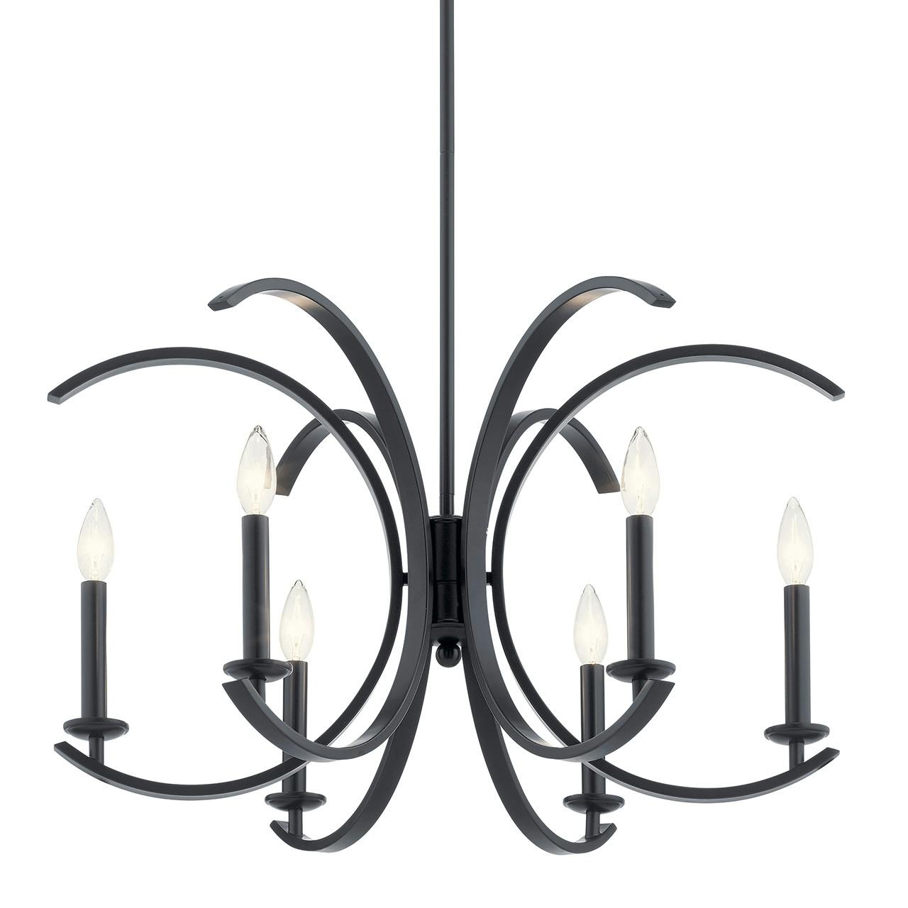 Cassadee 16.5" 6 Light Chandelier Black without the canopy on a white background
