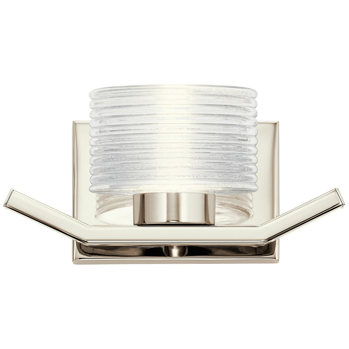 Front view of the Lasus 1 Light LED Sconce Polished Nickel on a white background