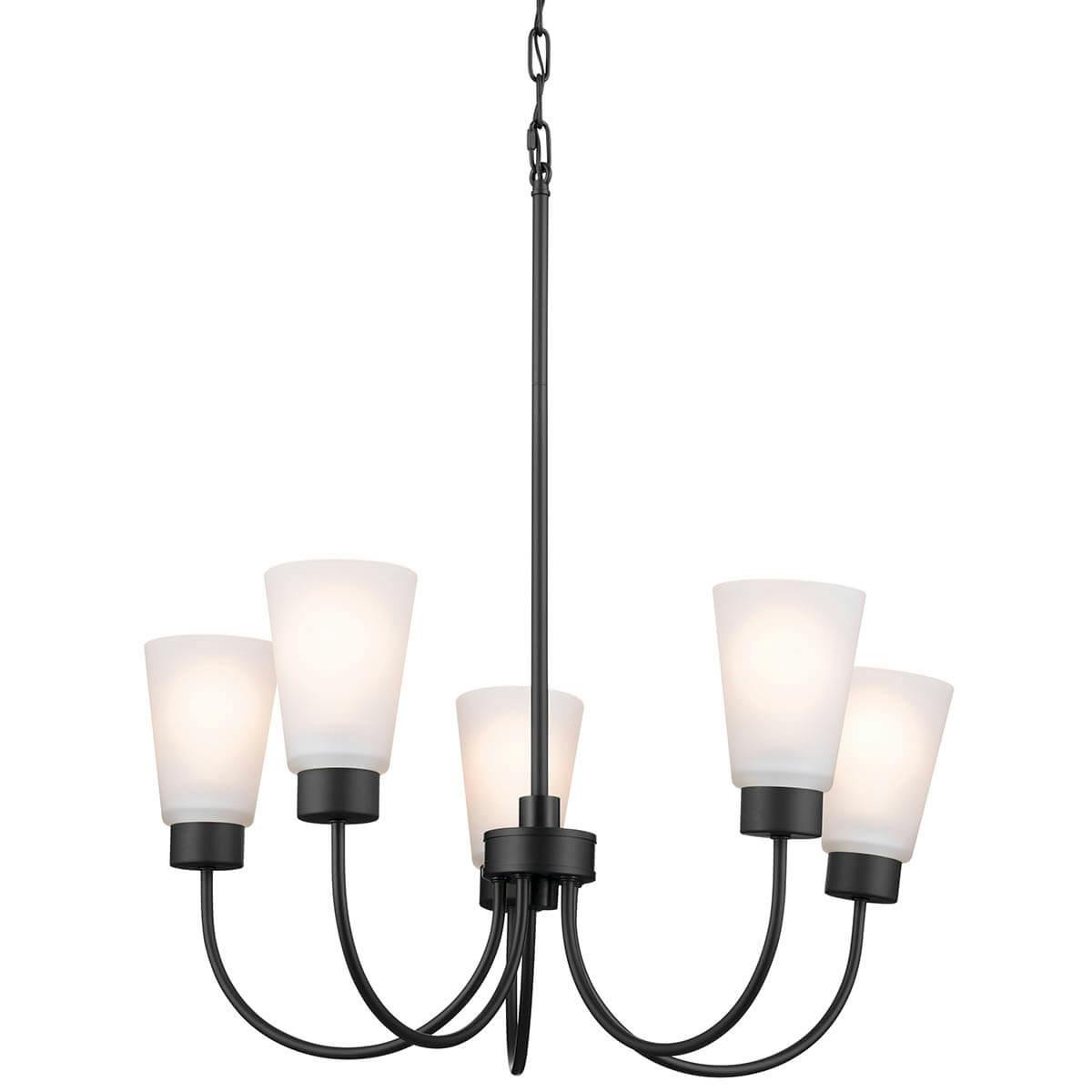 Erma 24" 5 Light Chandelier Black without the canopy on a white background