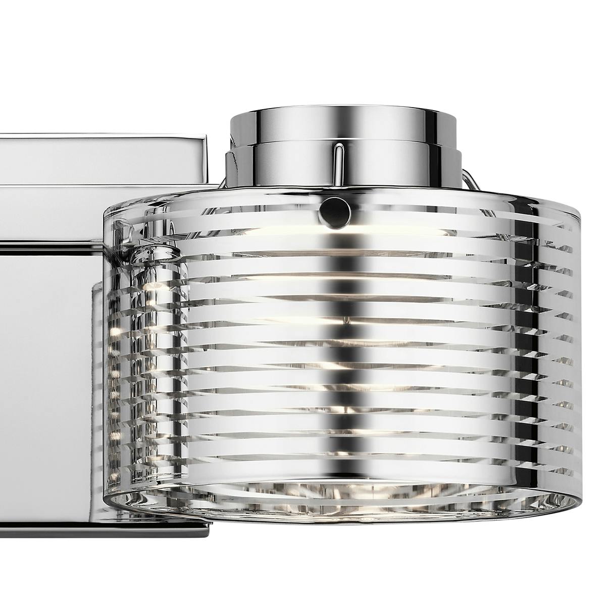Close up view of the Santora 3000K 2 Light Vanity Light Chrome on a white background