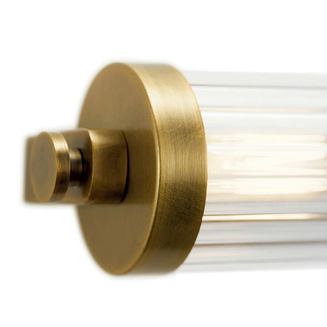 Close up view of the Azores 24.75" Linear Vanity Light Brass on a white background