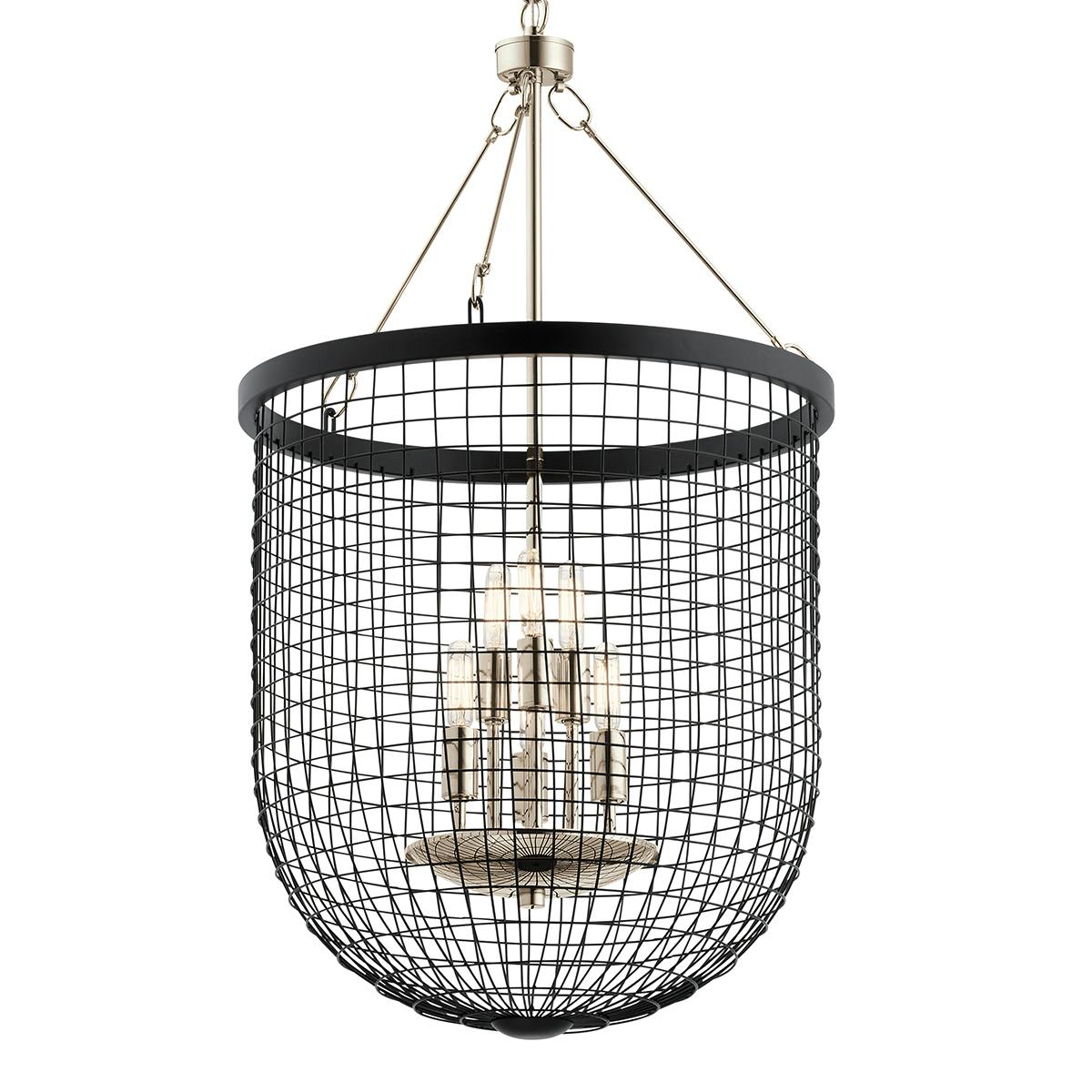 Close up view of the Byatt™ 31.75" 6 Light Pendant Black on a white background