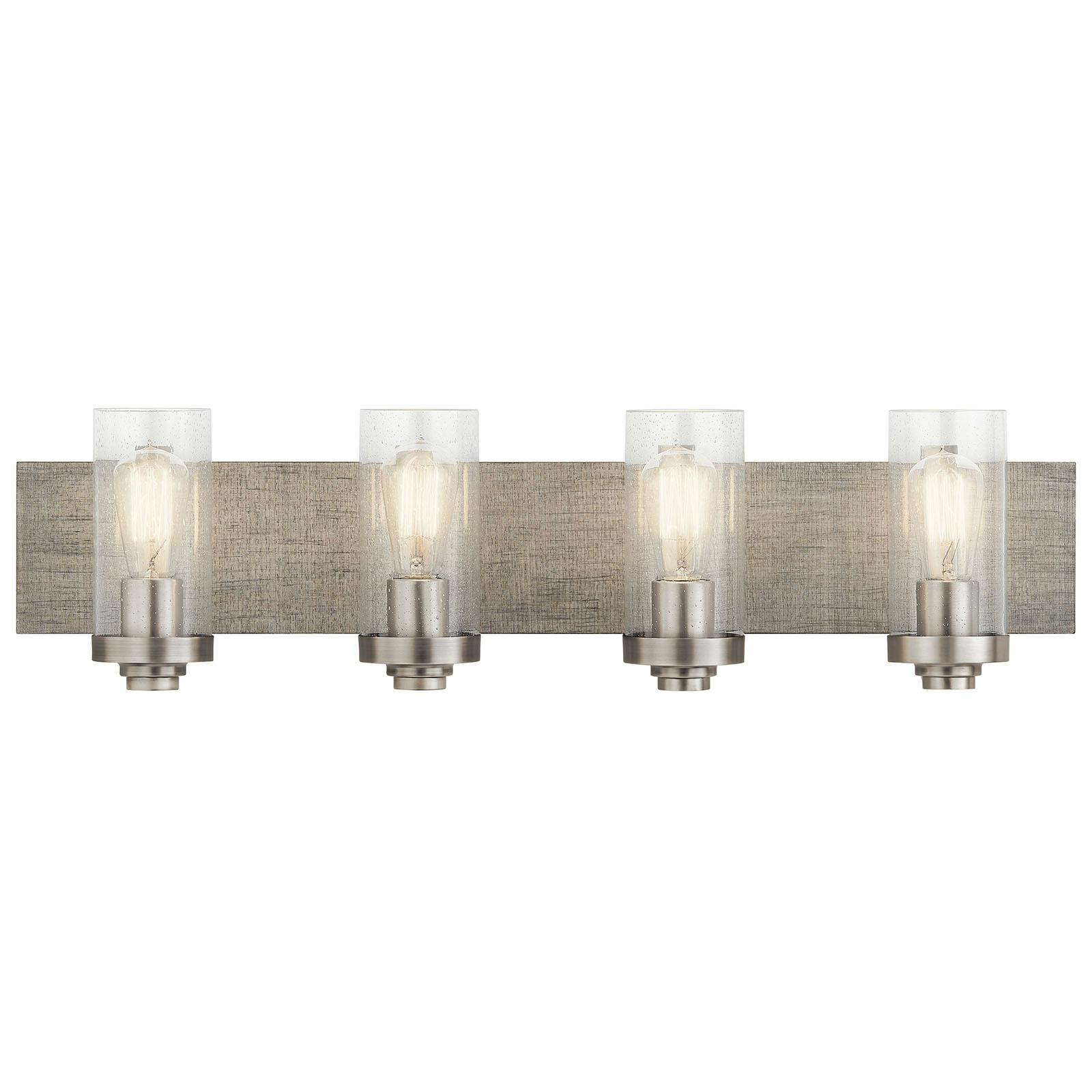 The Dalwood 4 Light Vanity Light Pewter facing up on a white background
