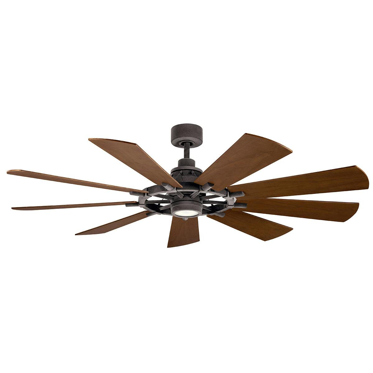 Gentry LED 65" 9 Blade Fan in Zinc on a white background