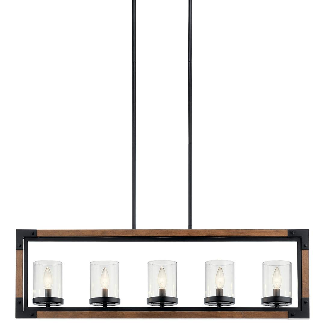 Front view of the Marimount™ 5 Bulb Linear Chandelier Auburn on a white background