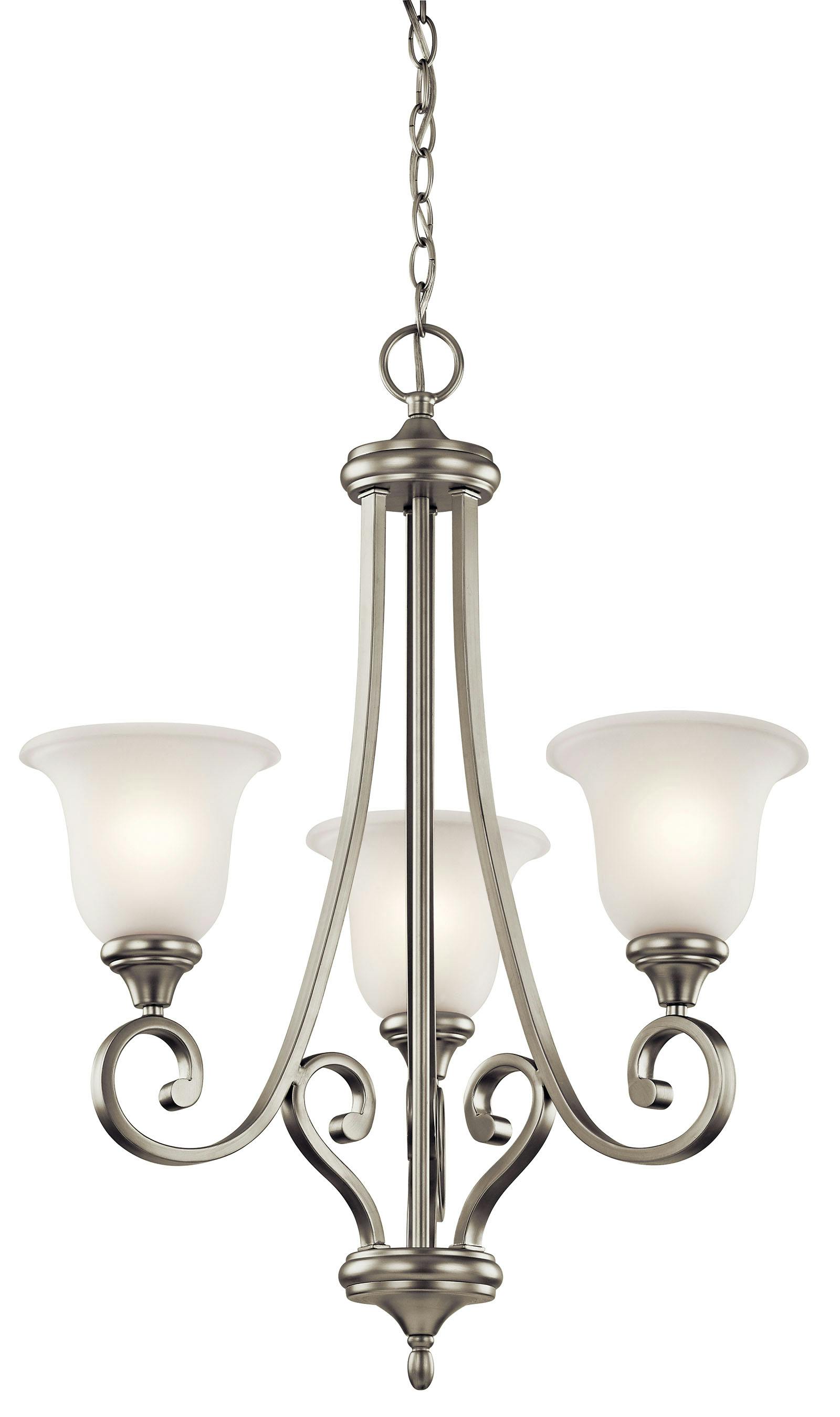 Monroe™ 3 Light Chandelier Brushed Nickel on a white background
