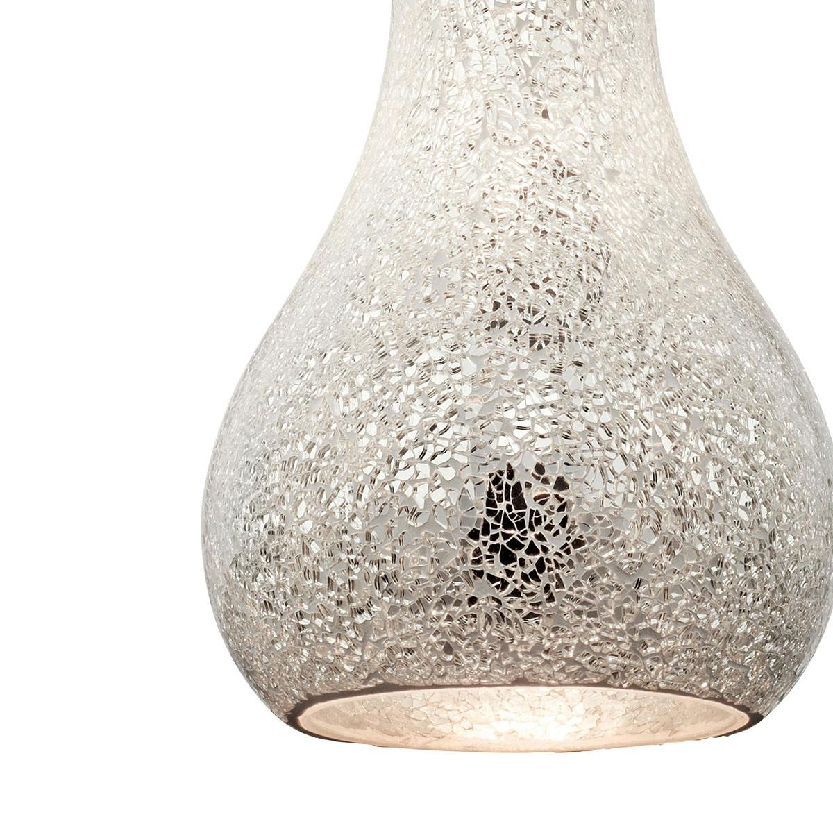 Close up view of the Crystal Ball™ 1 Light White Mosaic Pendant on a white background
