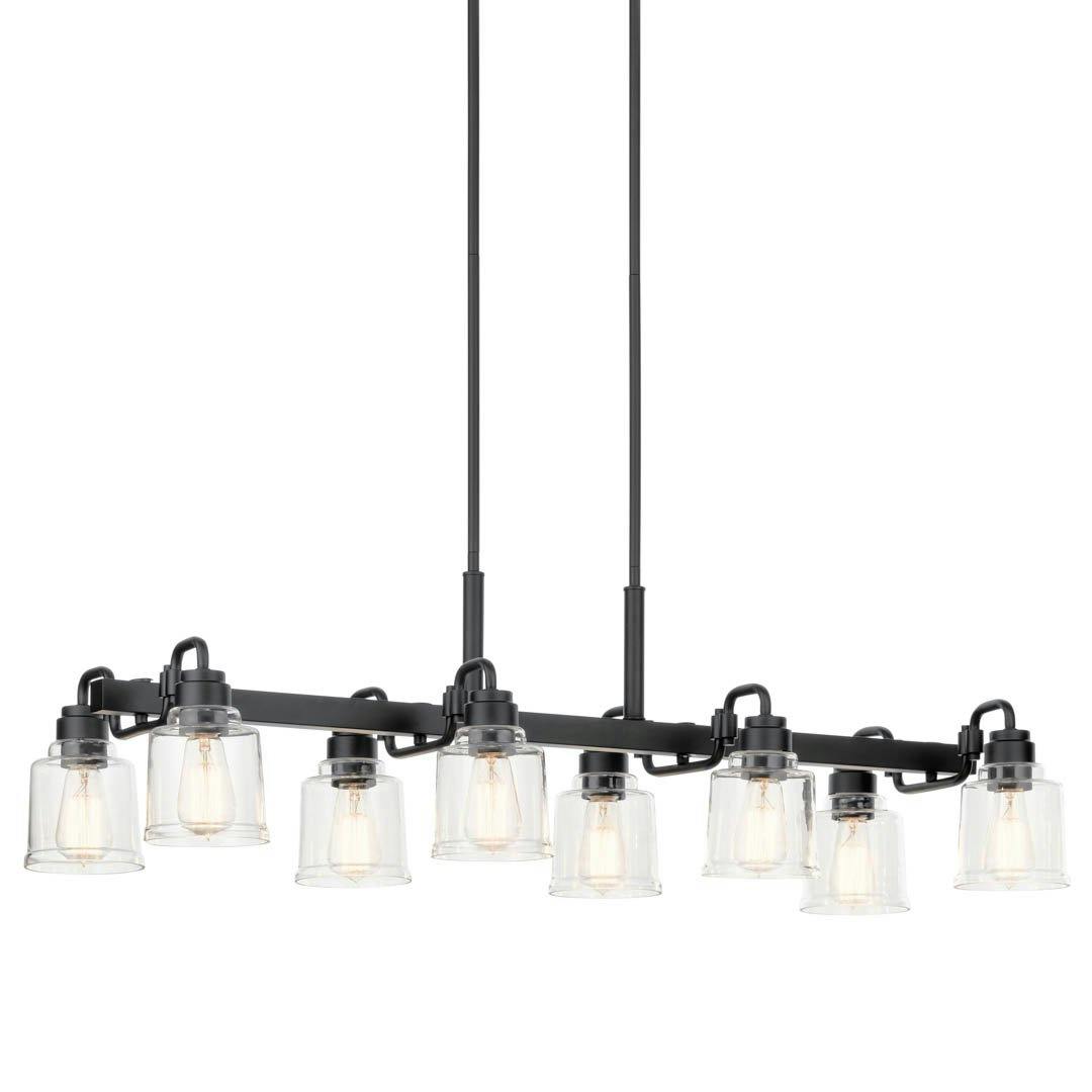 Aivian™ 42" 8 Light Linear Chandelier Black on a white background