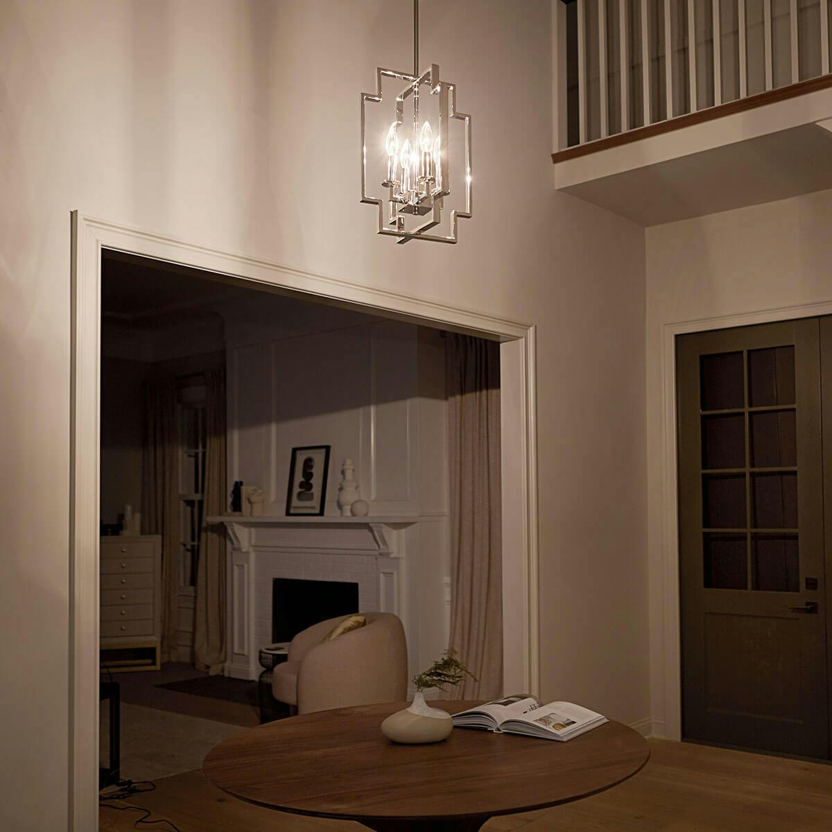 Night time Foyer image featuring Downtown Deco pendant 43964PN