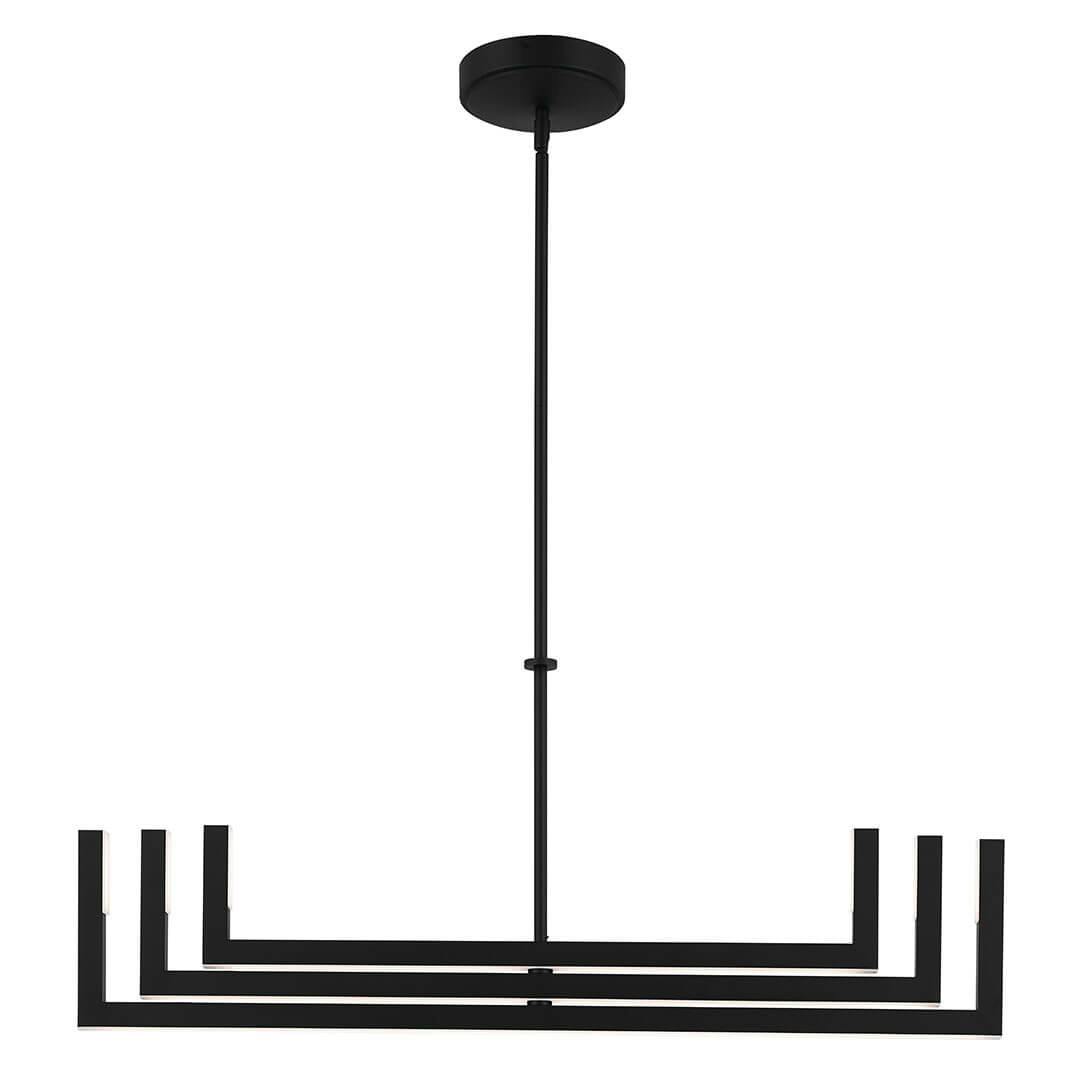 Front view of the Priam 43.75 Inch 6 Light LED Chandelier in Matte Black on a white background