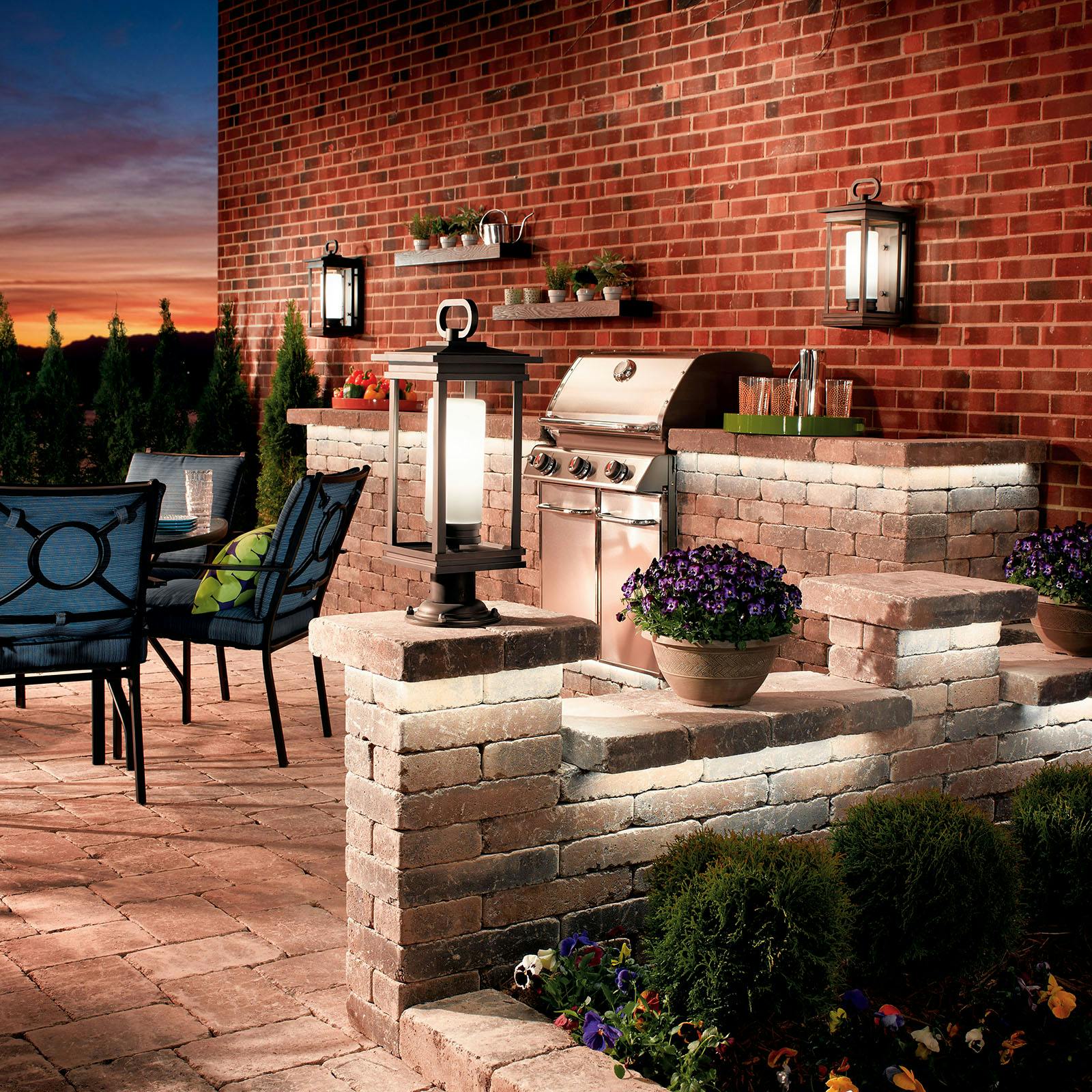 night time patio featuring South Hope 49478BRZ