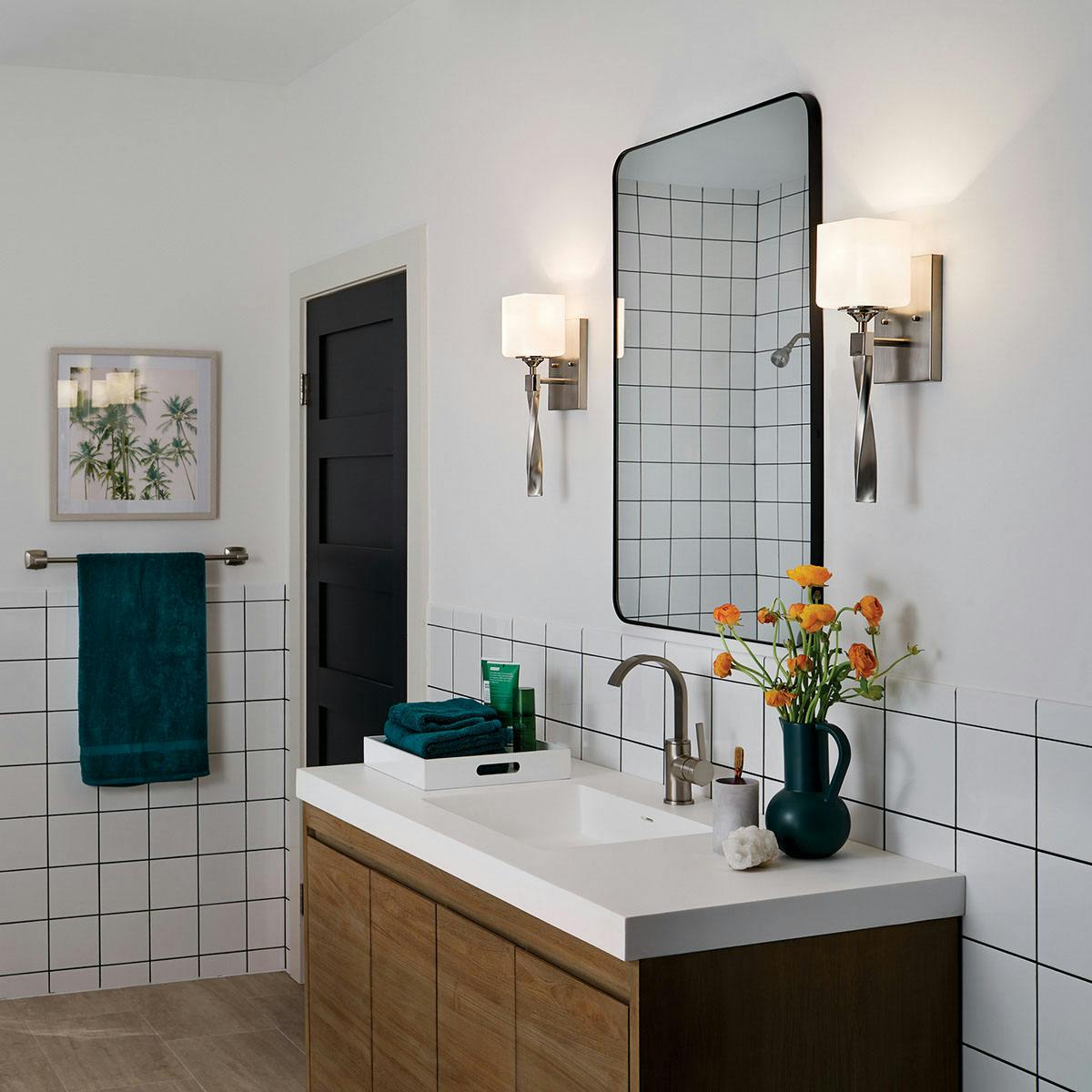 Day time Bathroom featuring Marette vanity light 55000NI