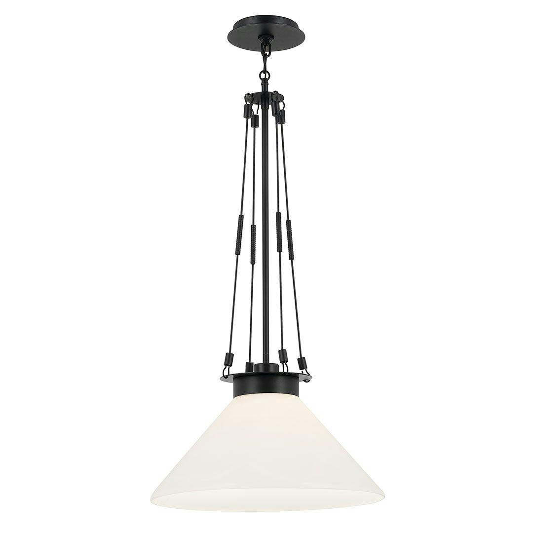 Albers 18.25 Inch 1 Light Pendant with Opal Glass in Black on a white background