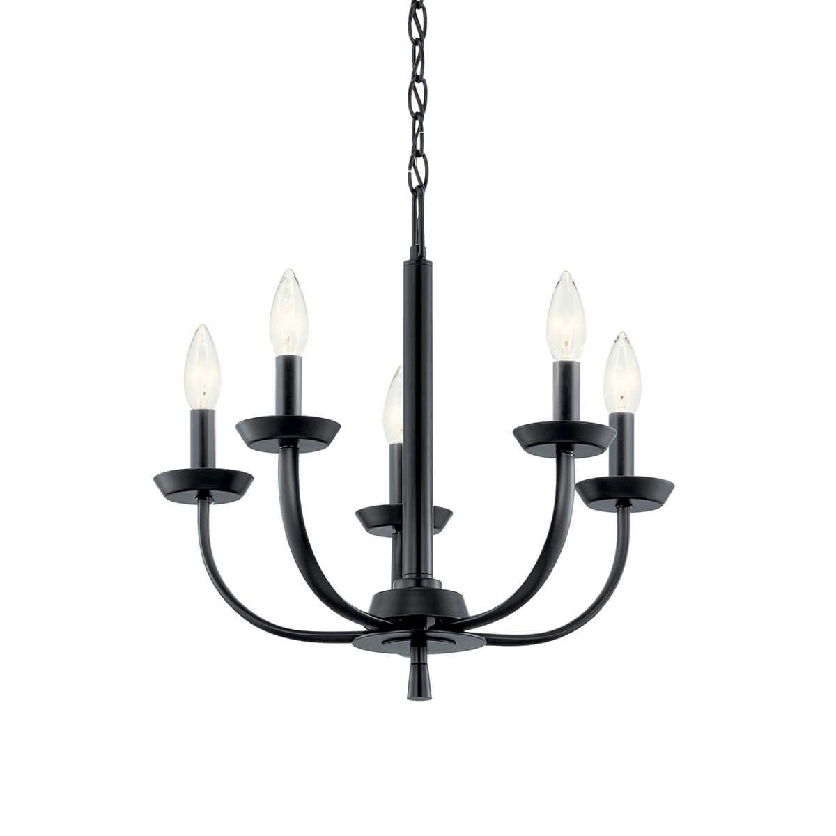 The Kennewick™ 5 Light Chandelier Black on a white background