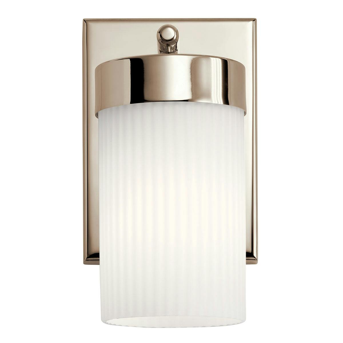 Front view of the Ciona 9" 1 Light Sconce in Nickel on a white background