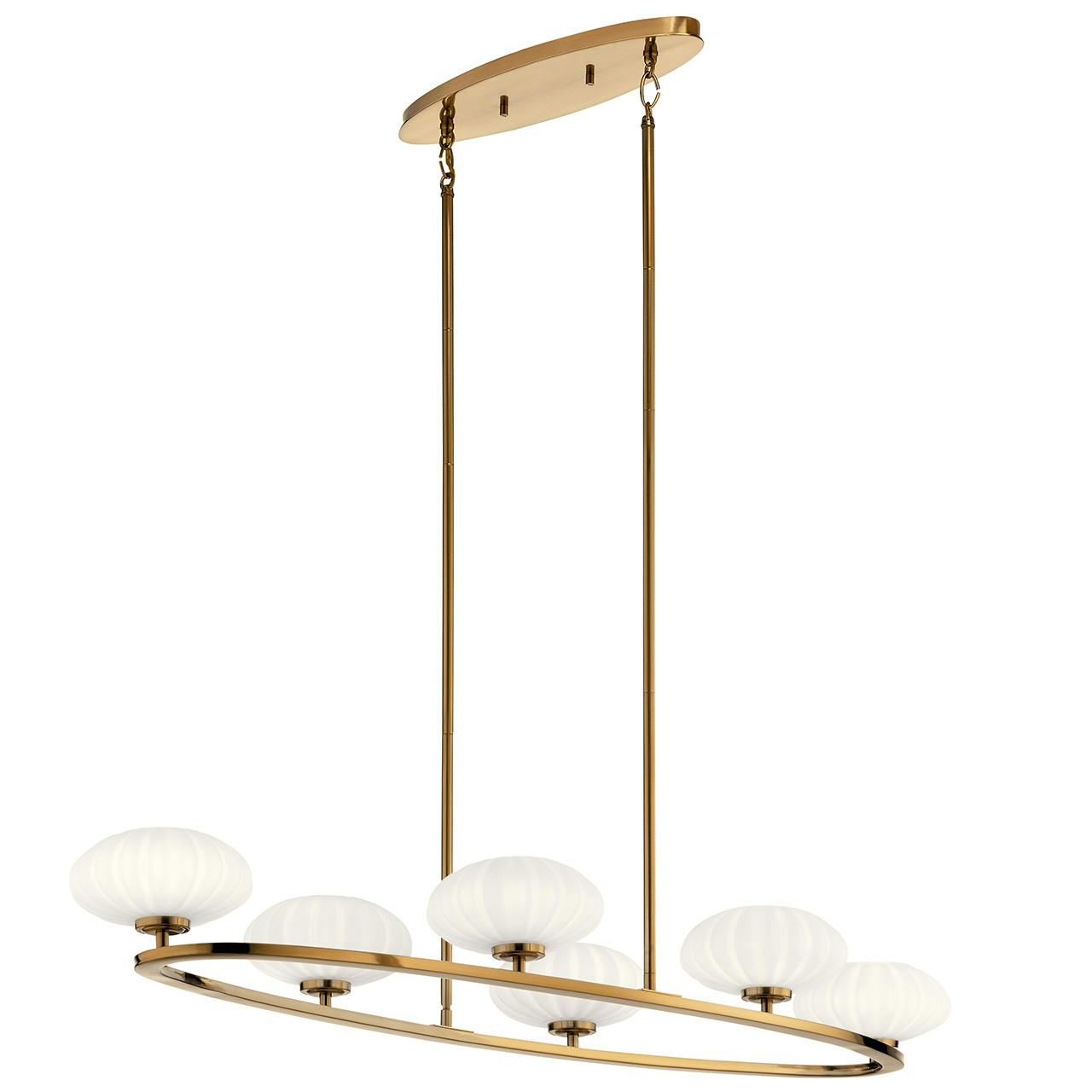 Pim 39" 6 Light Oval Chandelier in Gold on a white background