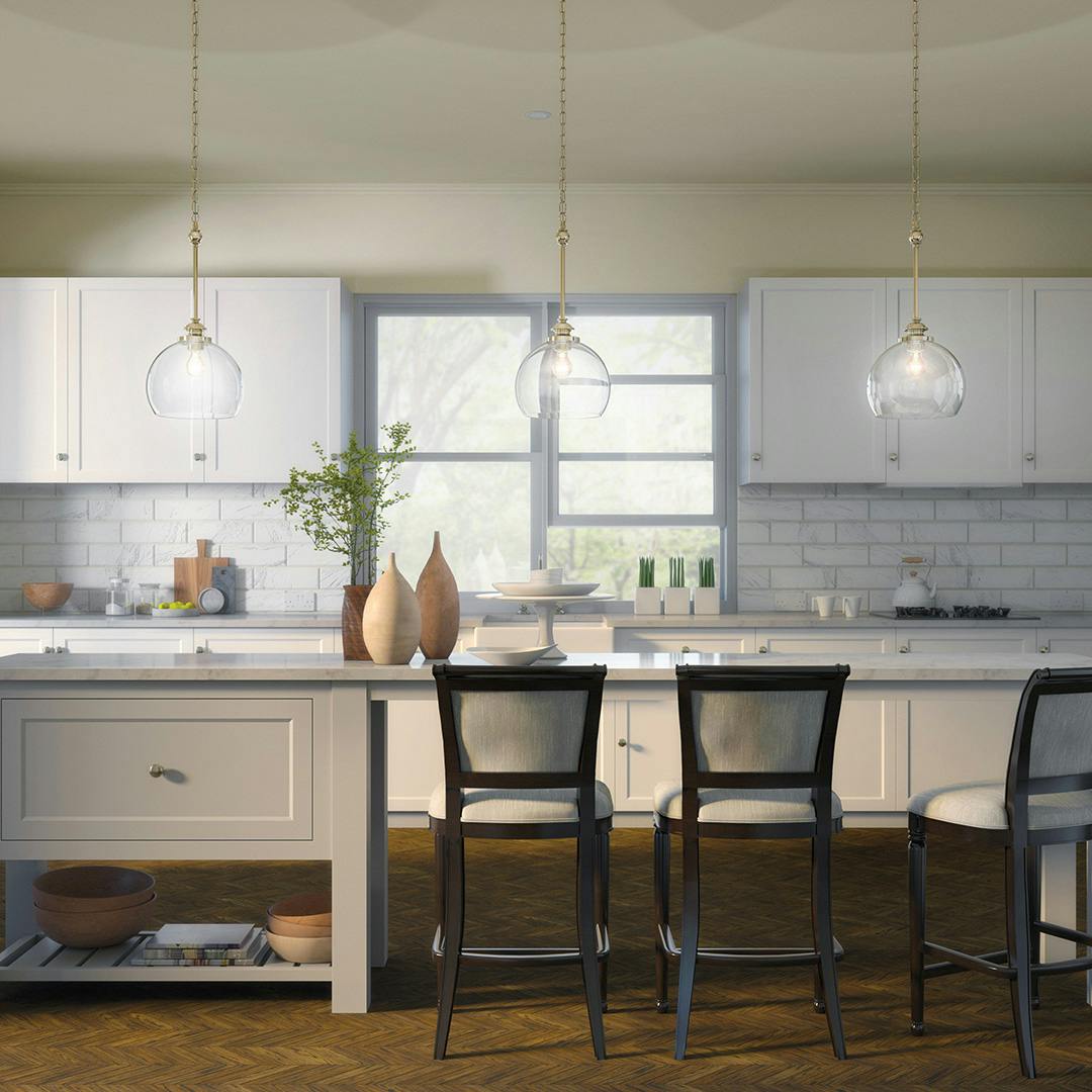 Day time kitchen with Lecelles 11" 1 Light Pendant Polished Nickel