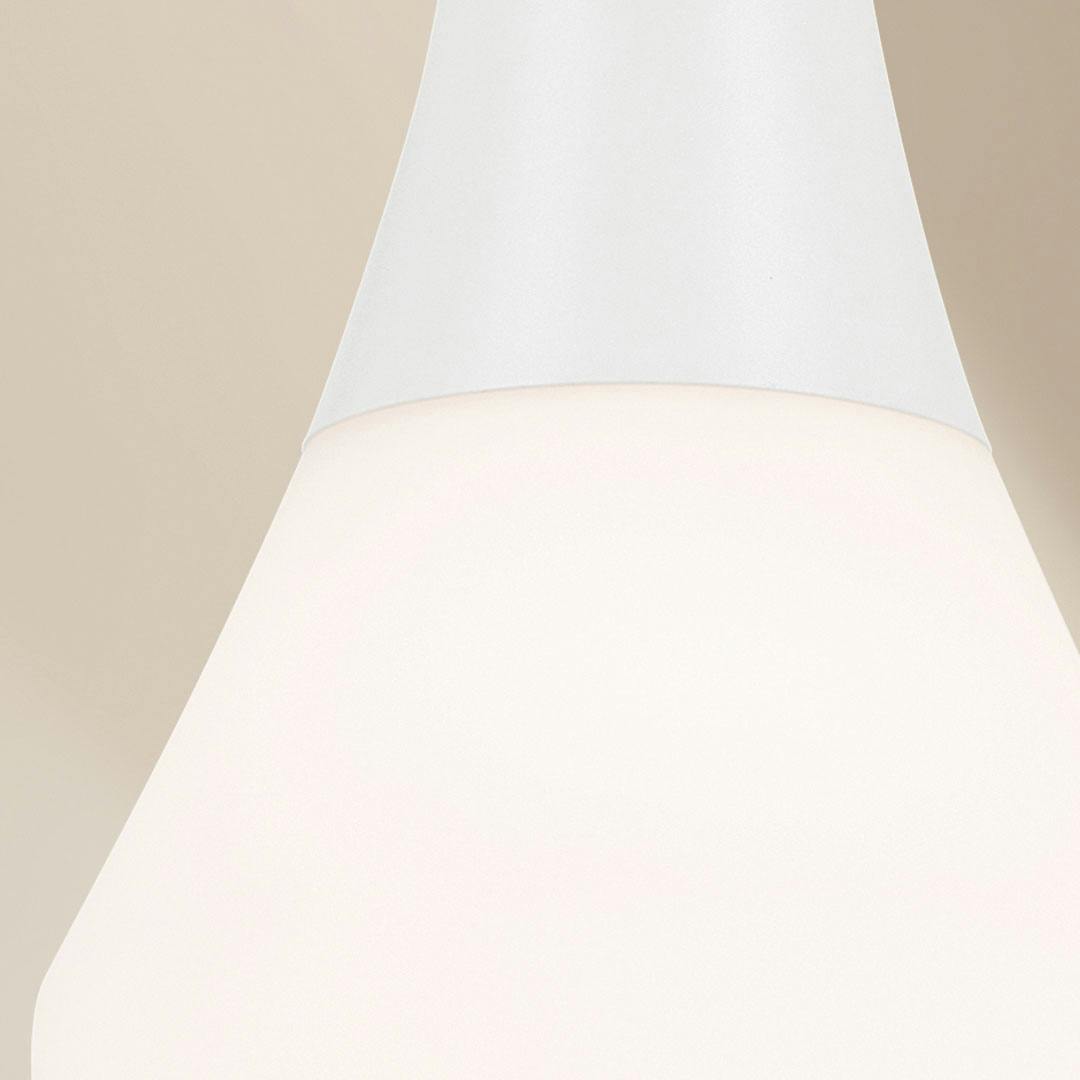 Close up of the Deela 17 Inch 1 Light Pendant with Satin Etched Cased Opal Glass in White