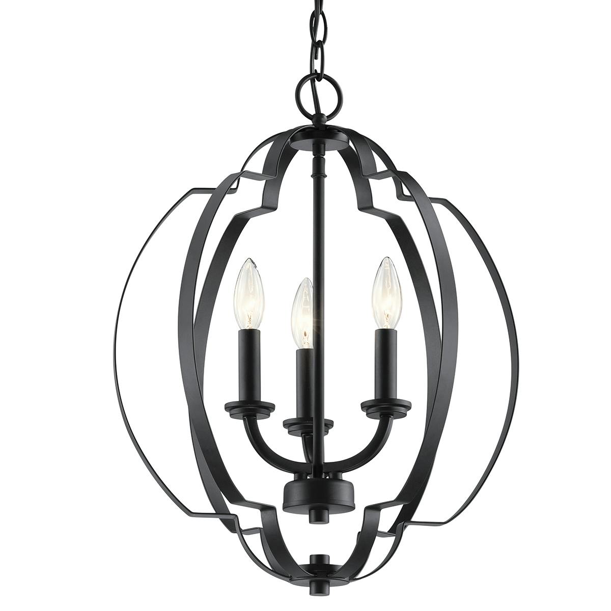 Close up view of the Voleta 20.75" 3 Light Pendant Black on a white background