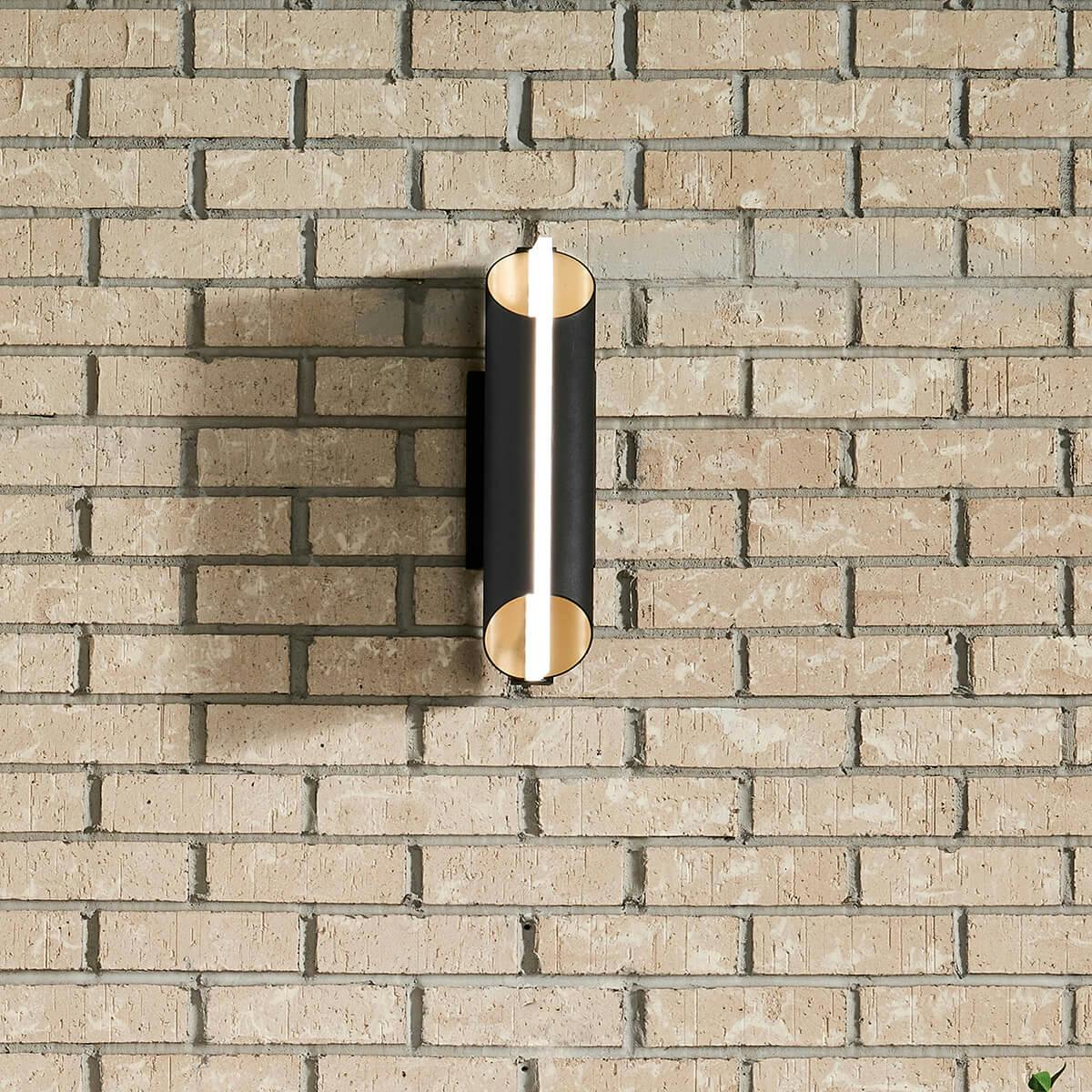 Astalis™ 16" LED Wall Light with Clear Ribbed Glass Textured Black and Burnished Gold
